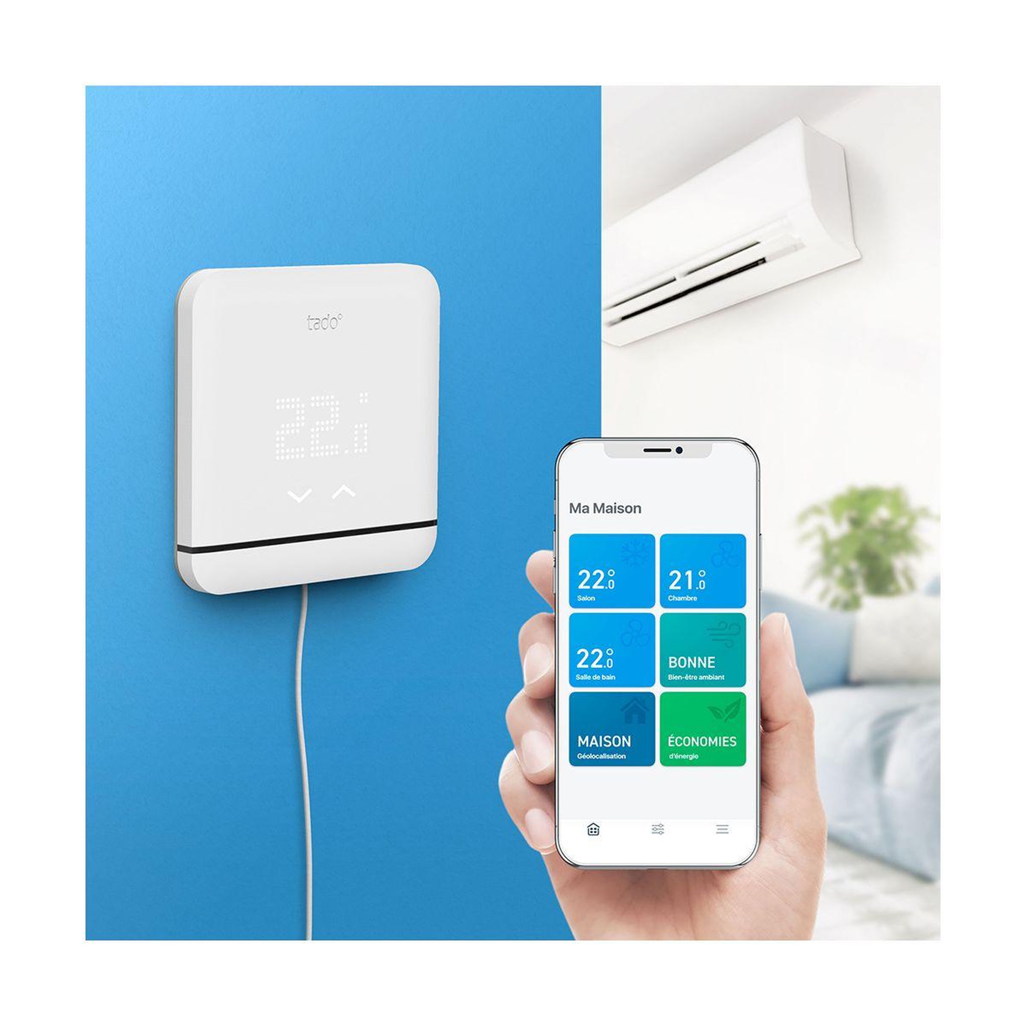 Voir la diapositive 3 : Tado Thermostat connecté intelligent pour climatisation v3+