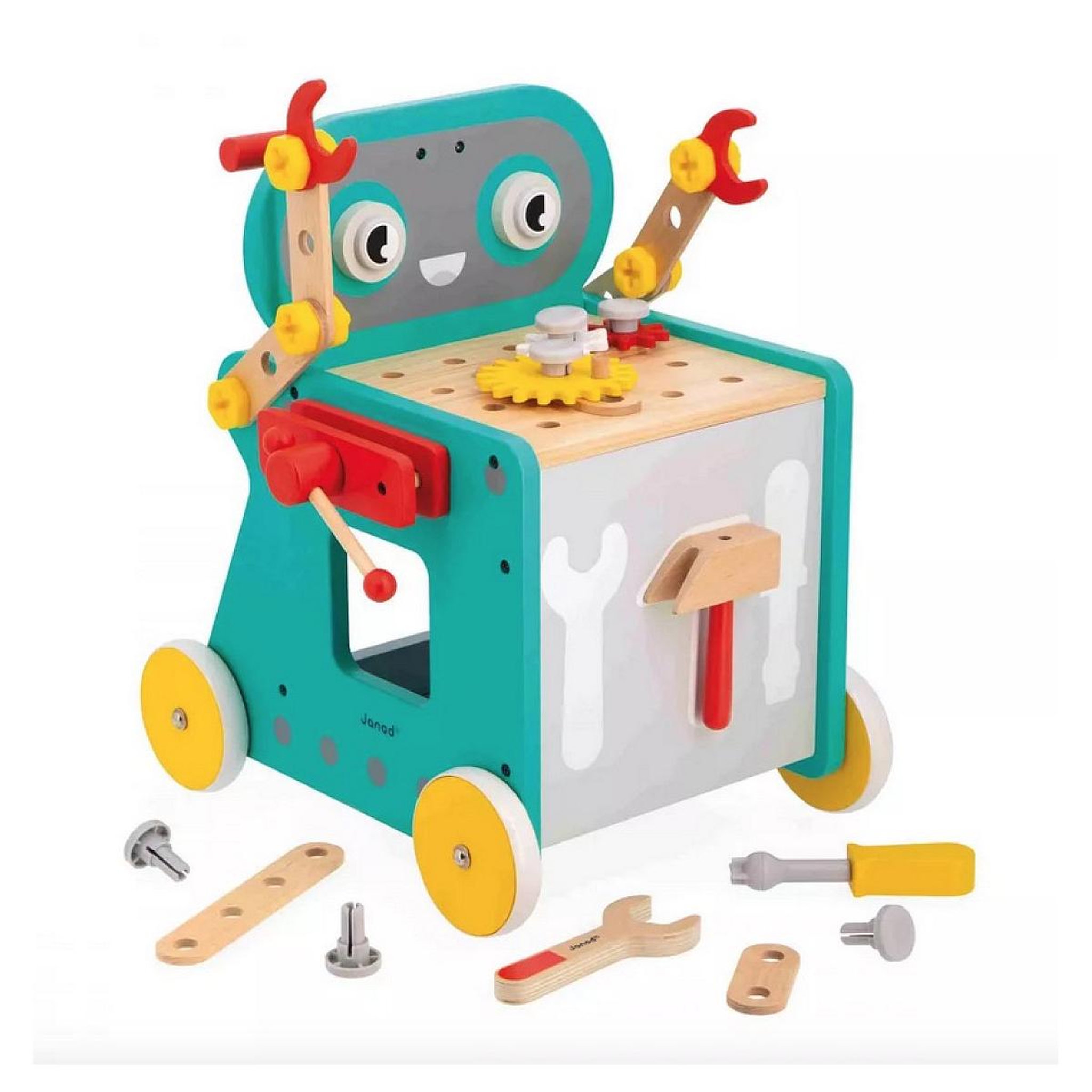 Voir la diapositive 3 : Juratoys-Janod Chariot Robot Bricoleur pour Enfants Janod - Jeu Éducatif en Bois