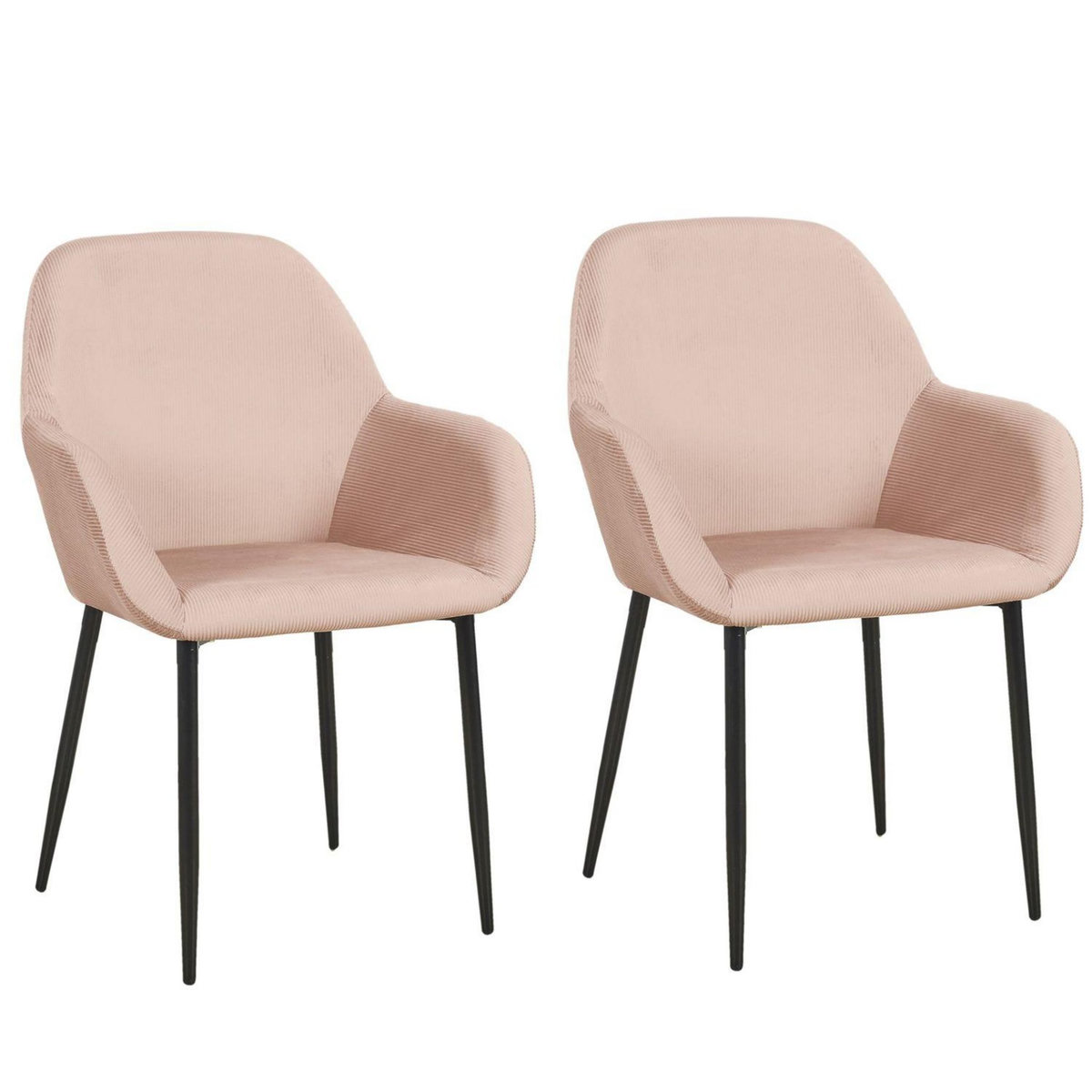 The Home Deco Factory 2 Fauteuils de table design velours Giulia