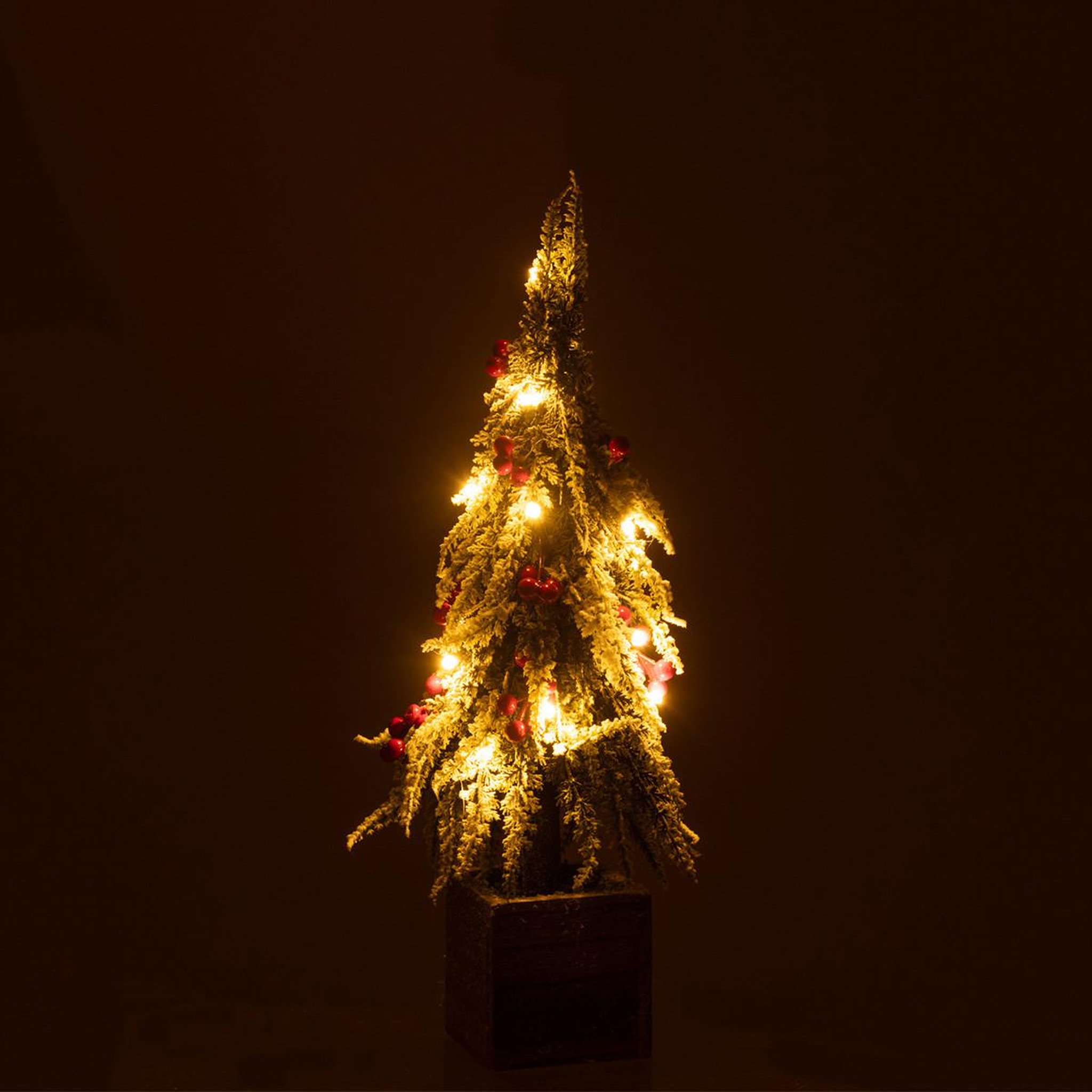 Voir la diapositive 3 : J-LINE Sapin de noël déco à led  bruno  40cm vert