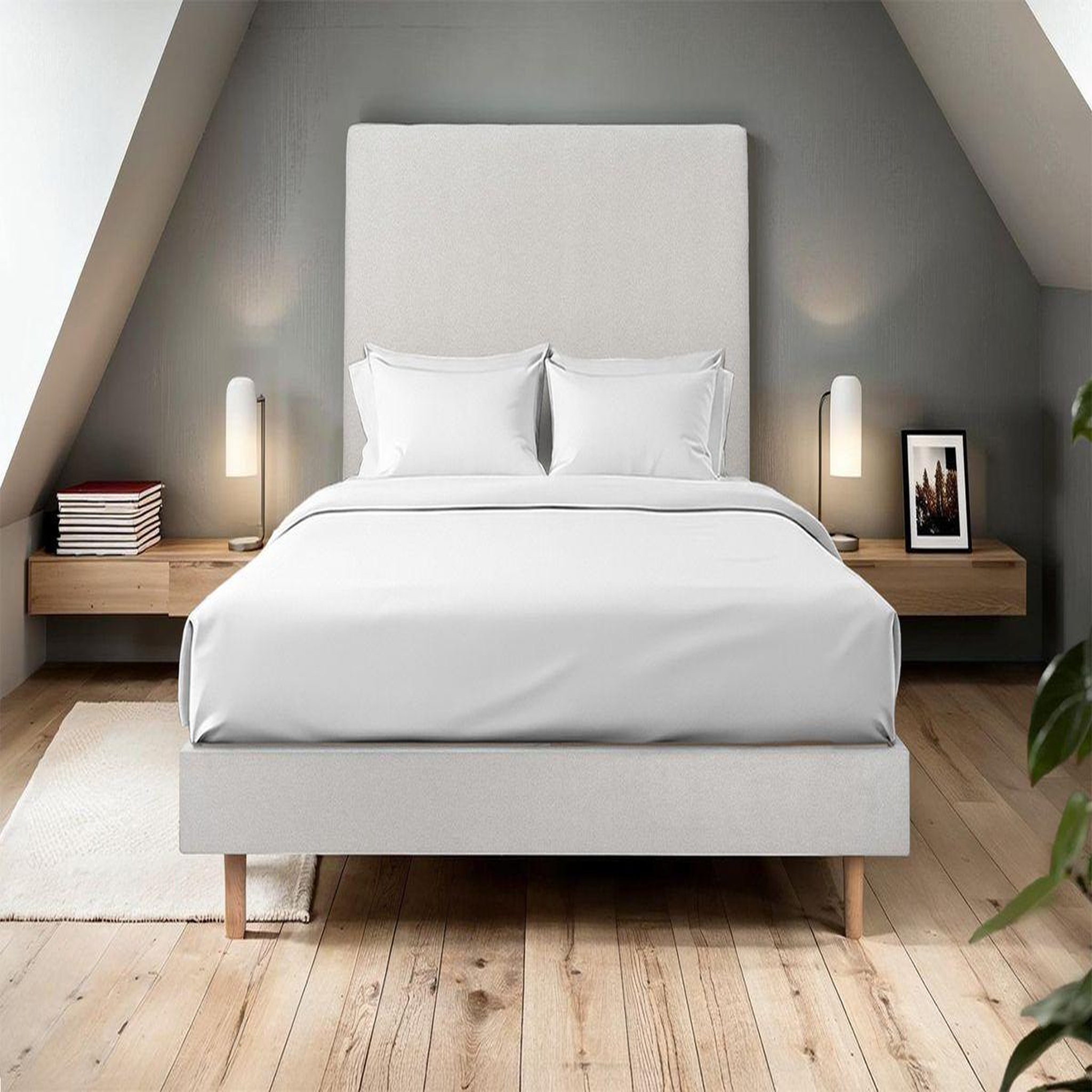 Voir la diapositive 2 : Sommeil de Plomb Lit avec tête de lit tapissier velours et sommier kit - Hauteur totale : 29cm