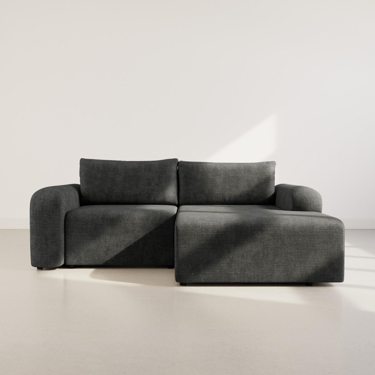 BEST MOBILIER Rebecca - canapé d'angle droit 4 places convertible avec coffre en velours texturé