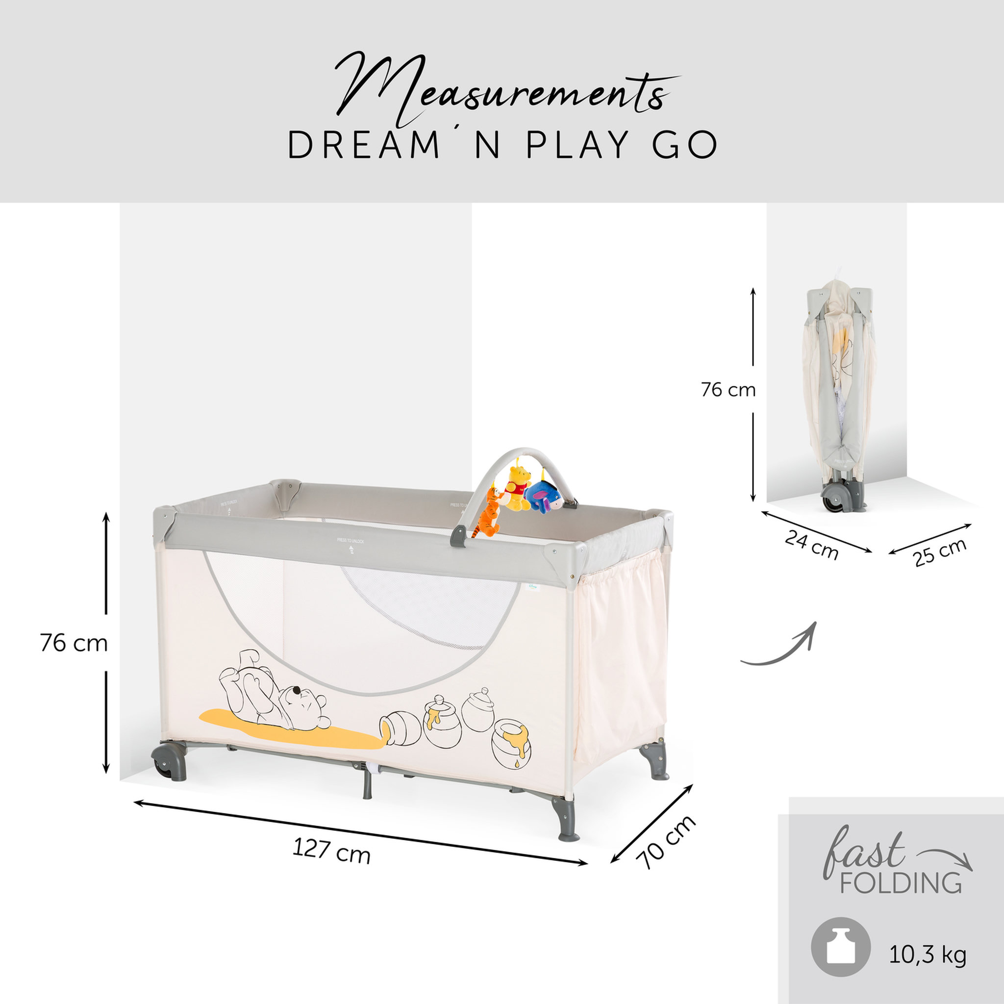 Voir la diapositive 7 : HAUCK Lit parapluie Dream N Play Go - Winnie l'ourson