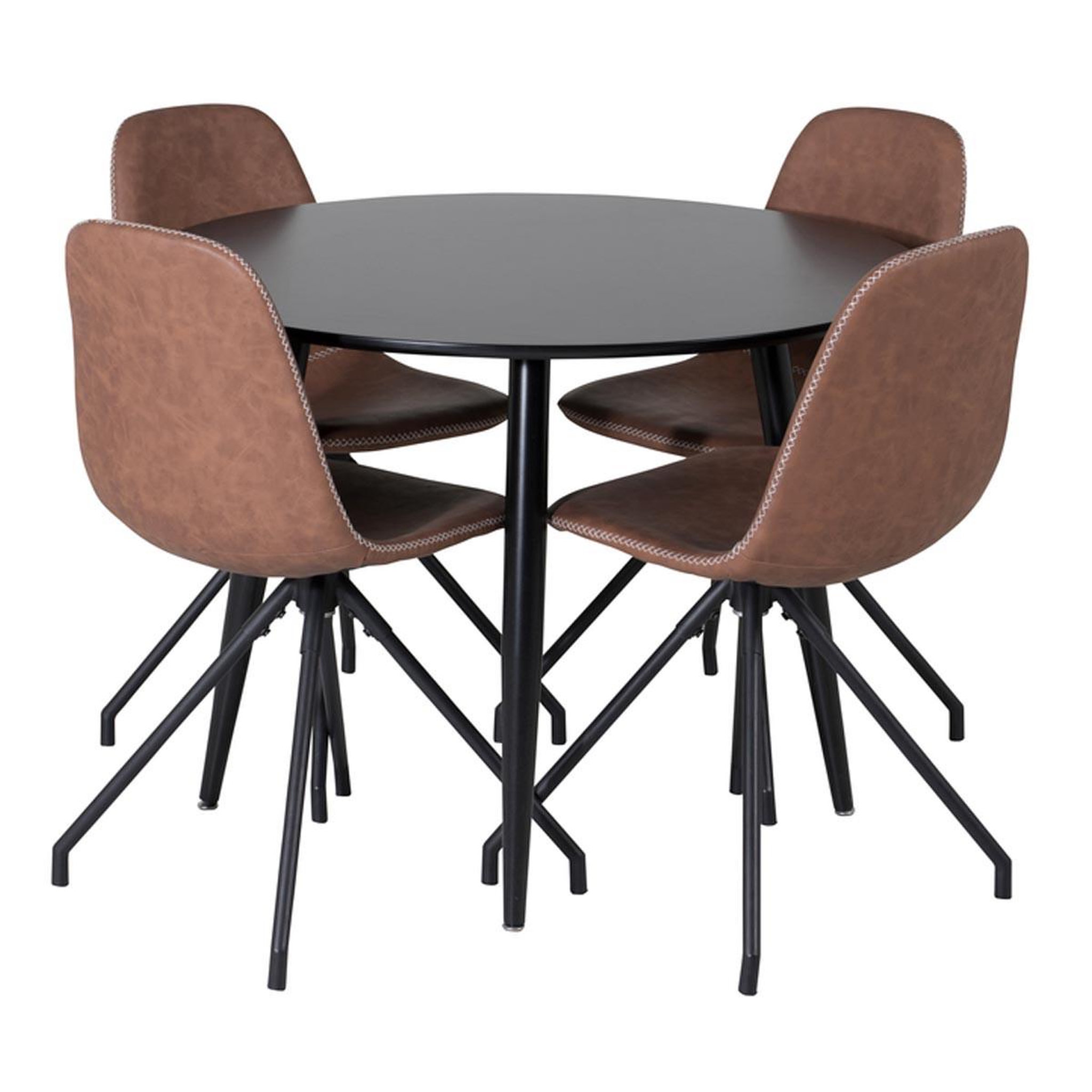 Paris Prix Ensemble table à manger & 4 chaises  plaza & polar i  100cm noir & marron