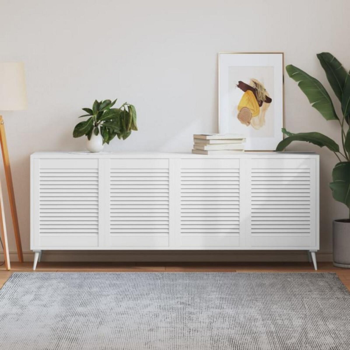 VIDAXL Portes d armoire à persiennes 4pcs blanc 61,5x49,4cm pin massif