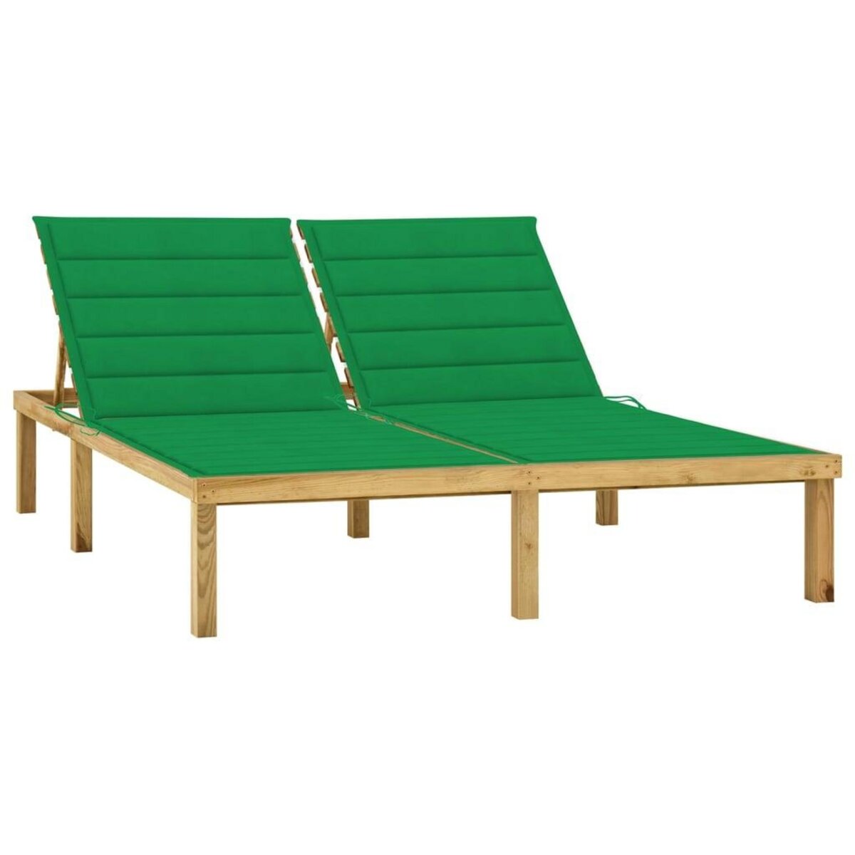 VIDAXL Chaise longue double et coussins vert Bois de pin impregne