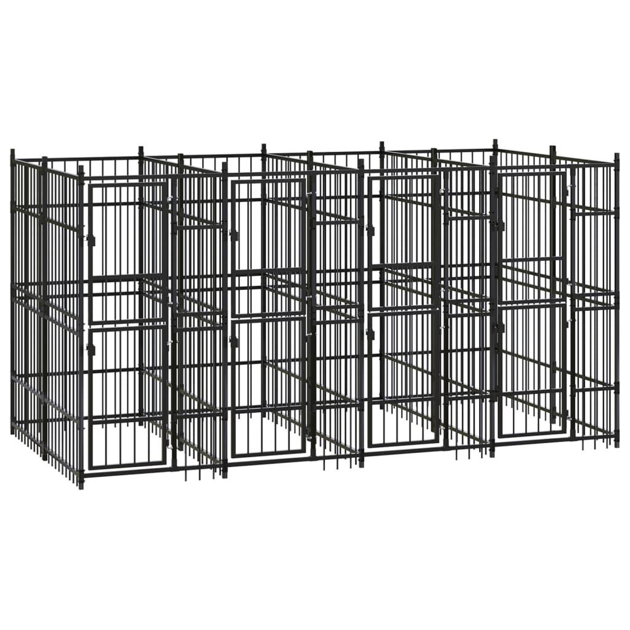VIDAXL Chenil d'exterieur pour chiens Acier 7,37 m²