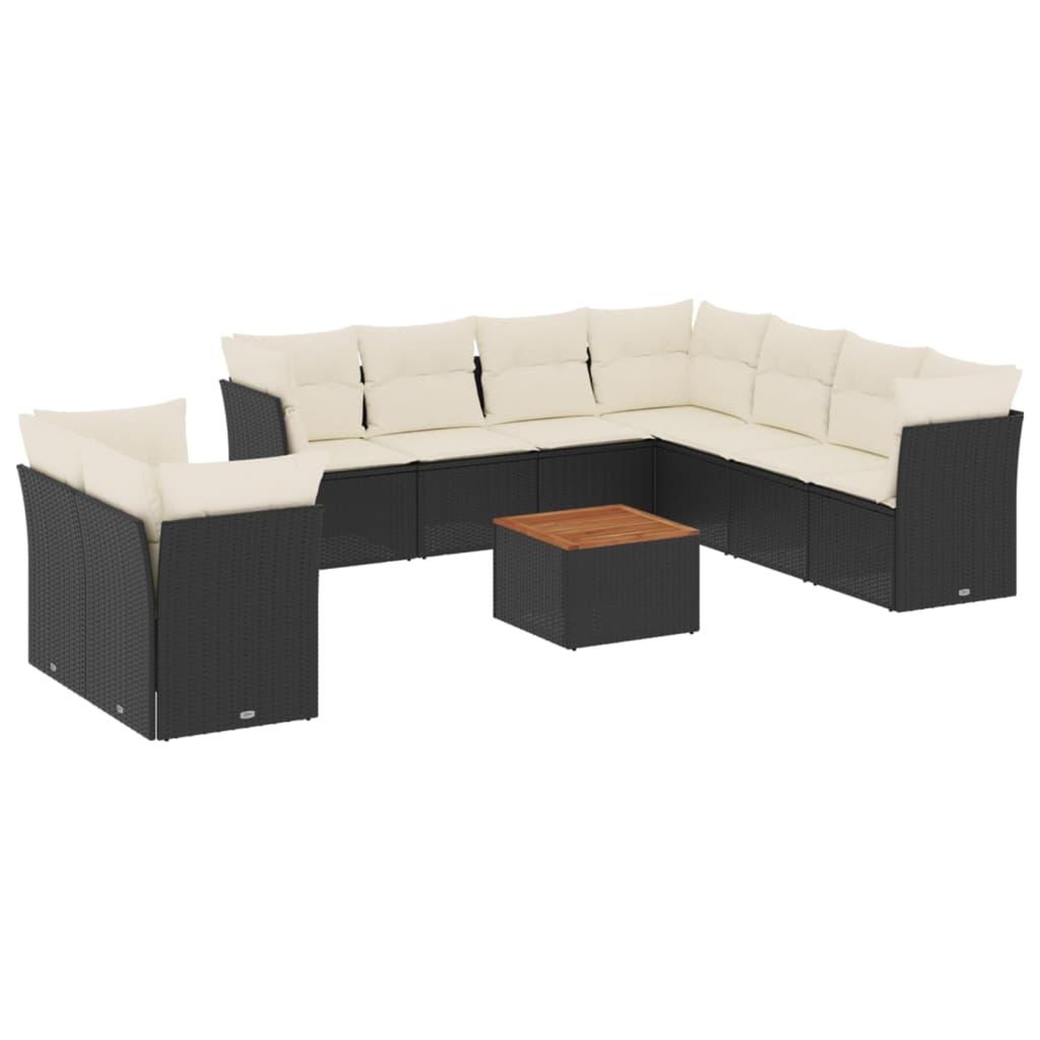 Voir la diapositive 2 : VIDAXL Salon de jardin 10 pcs avec coussins noir resine tressee