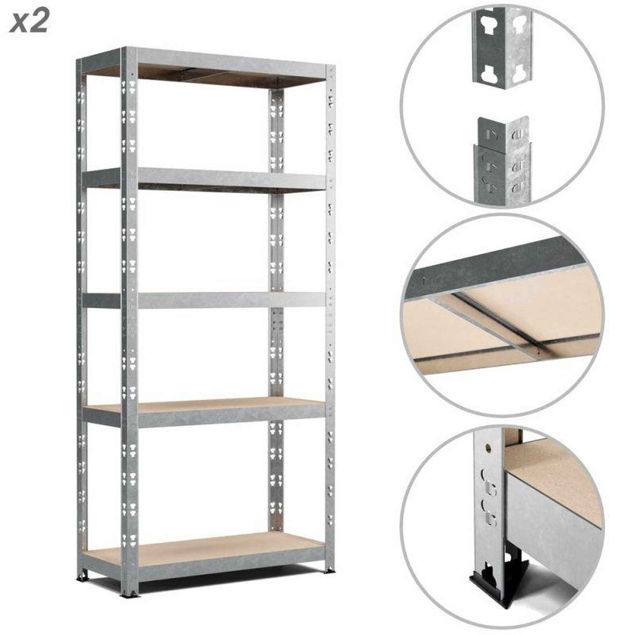 EUROSPEN Lot de 2 Etagères de rangement modulables et polyvalentes pour atelier, garage, cave... Charge Lourde max 500kg x2