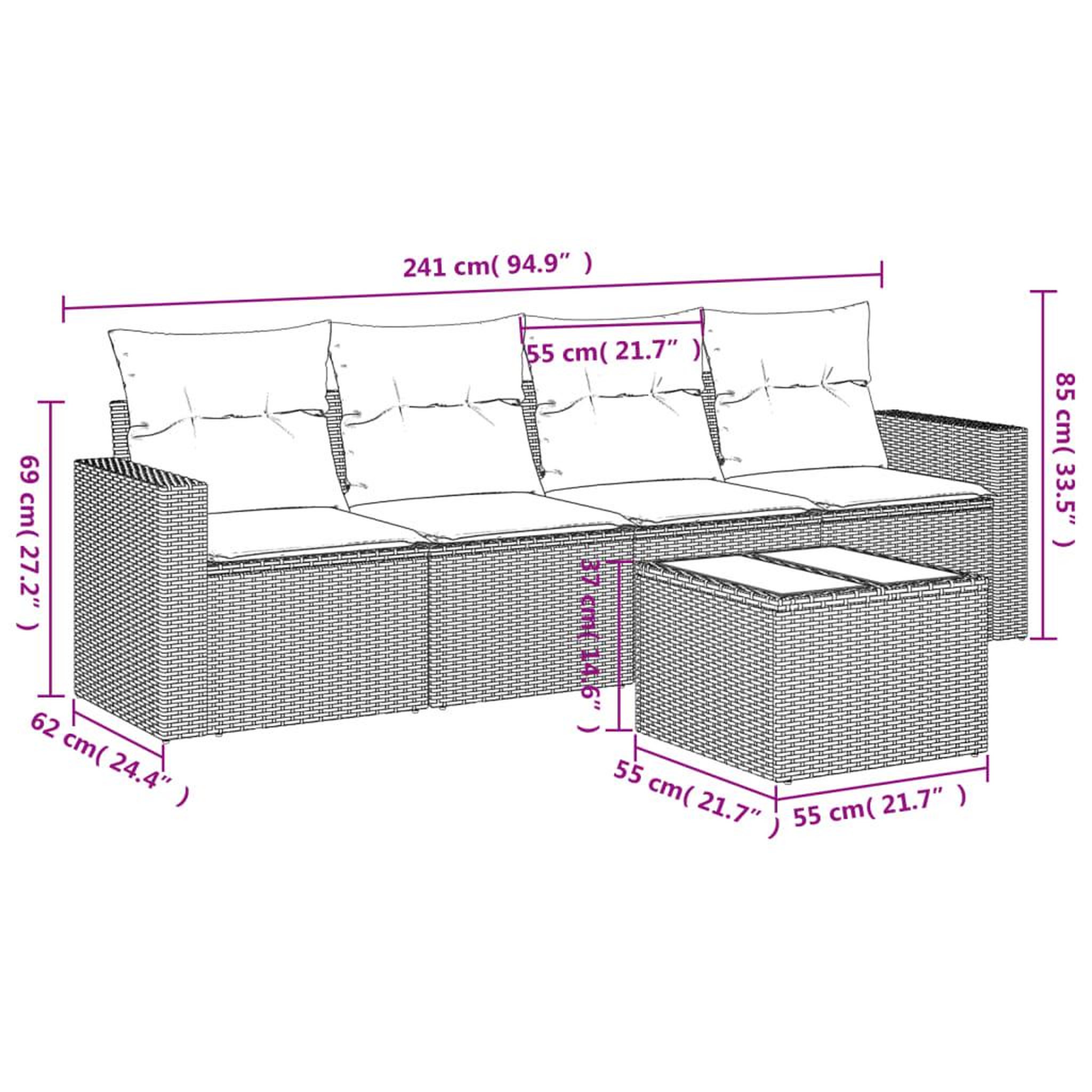 Voir la diapositive 3 : VIDAXL Salon de jardin avec coussins 5 pcs beige resine tressee