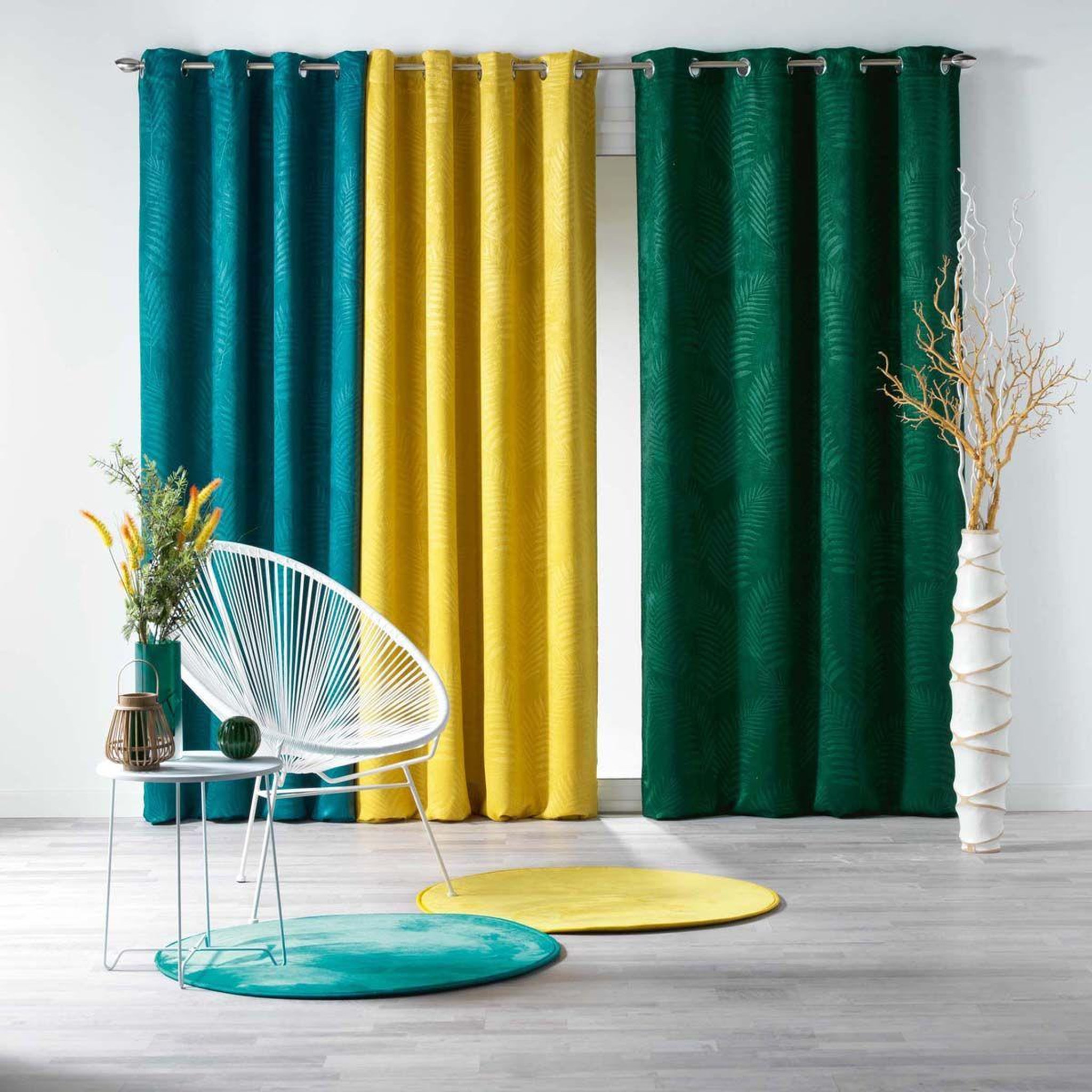 Voir la diapositive 3 : Douceur d'Intérieur Rideau à œillets  tropicaline  140x240cm jaune