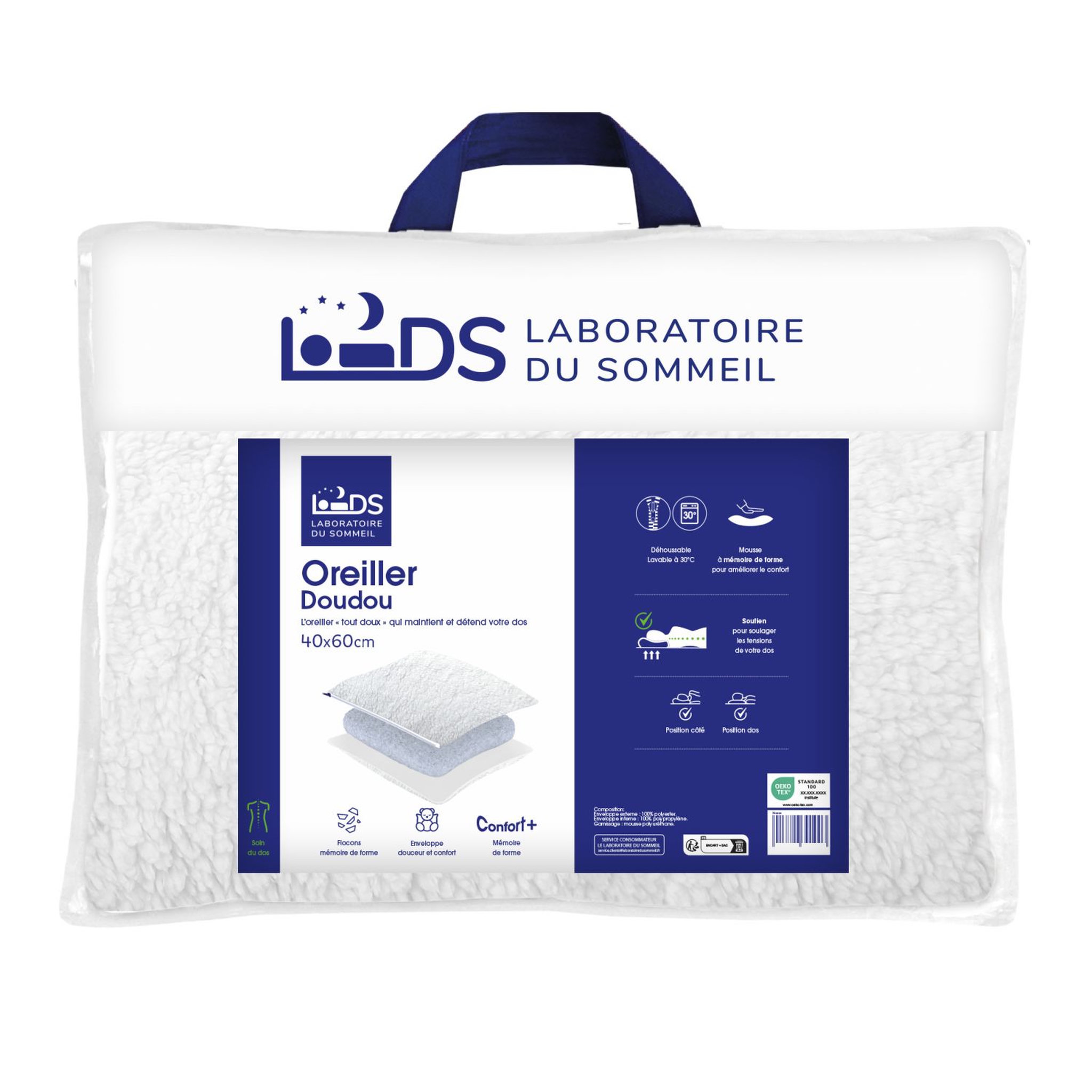Oreiller mémoire de forme confort moelleux DOUDOU
