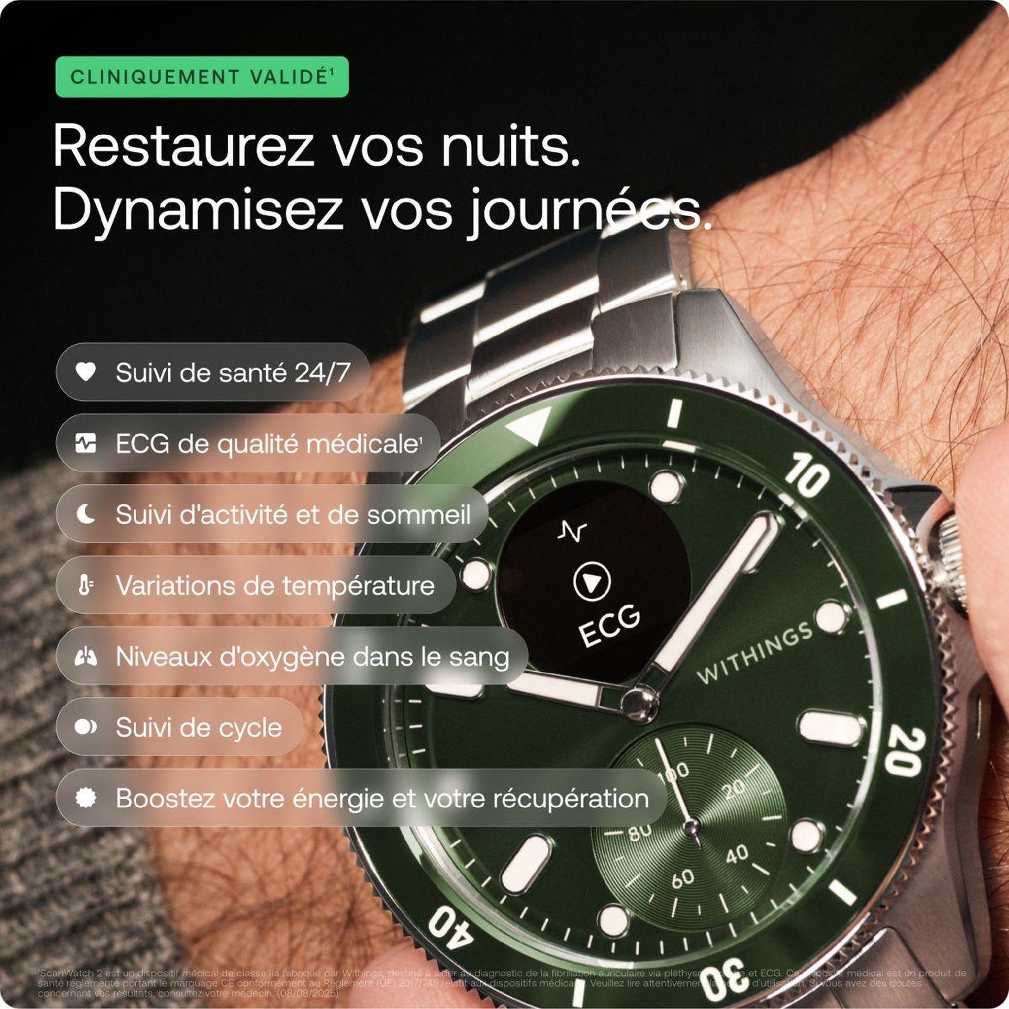 Voir la diapositive 5 : WITHINGS Montre santé scanwatch nova verte