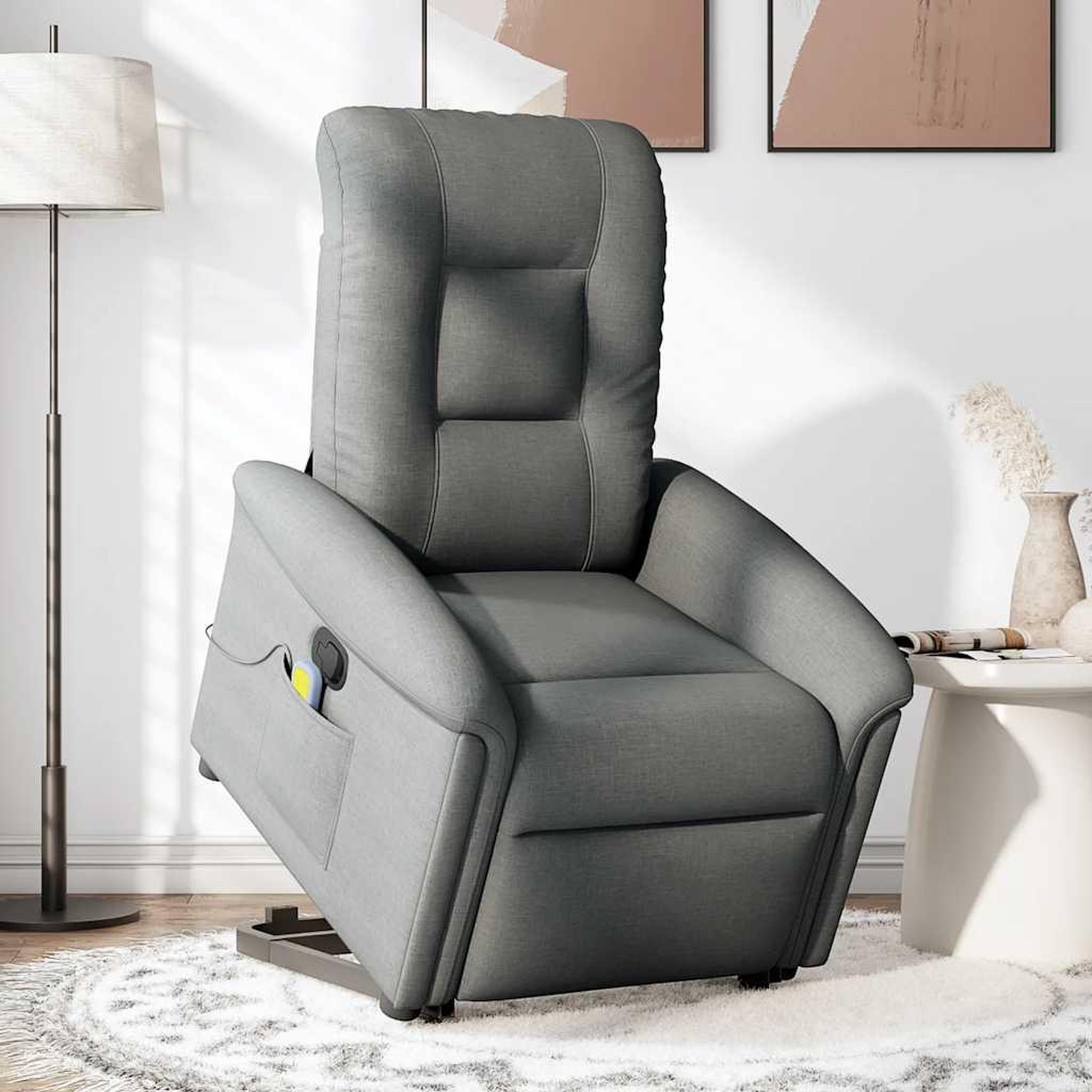 Voir la diapositive 3 : VIDAXL Fauteuil de massage inclinable Gris fonce Tissu