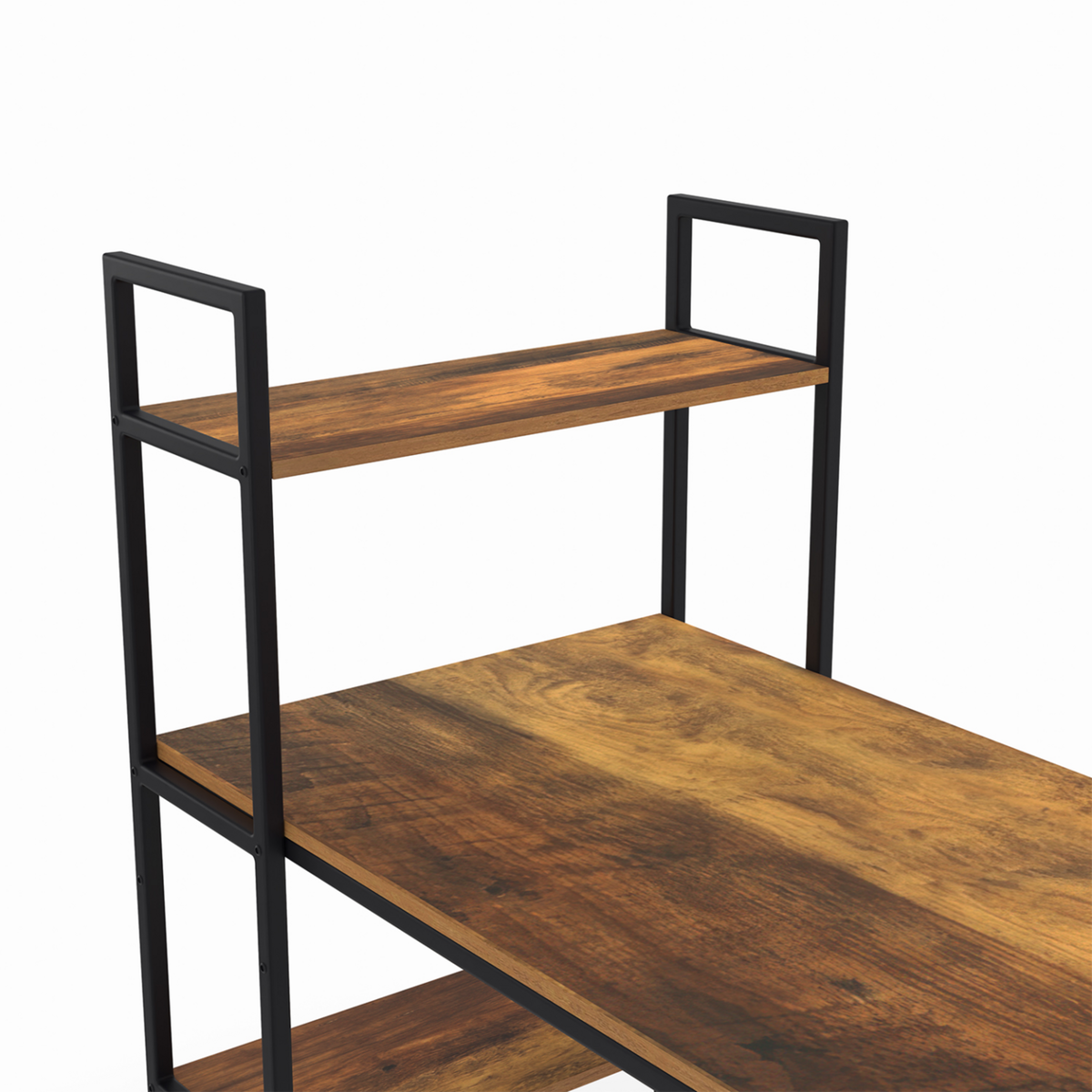 ID MARKET Bureau bibliothèque HAWKINS plateau bois foncé design industriel