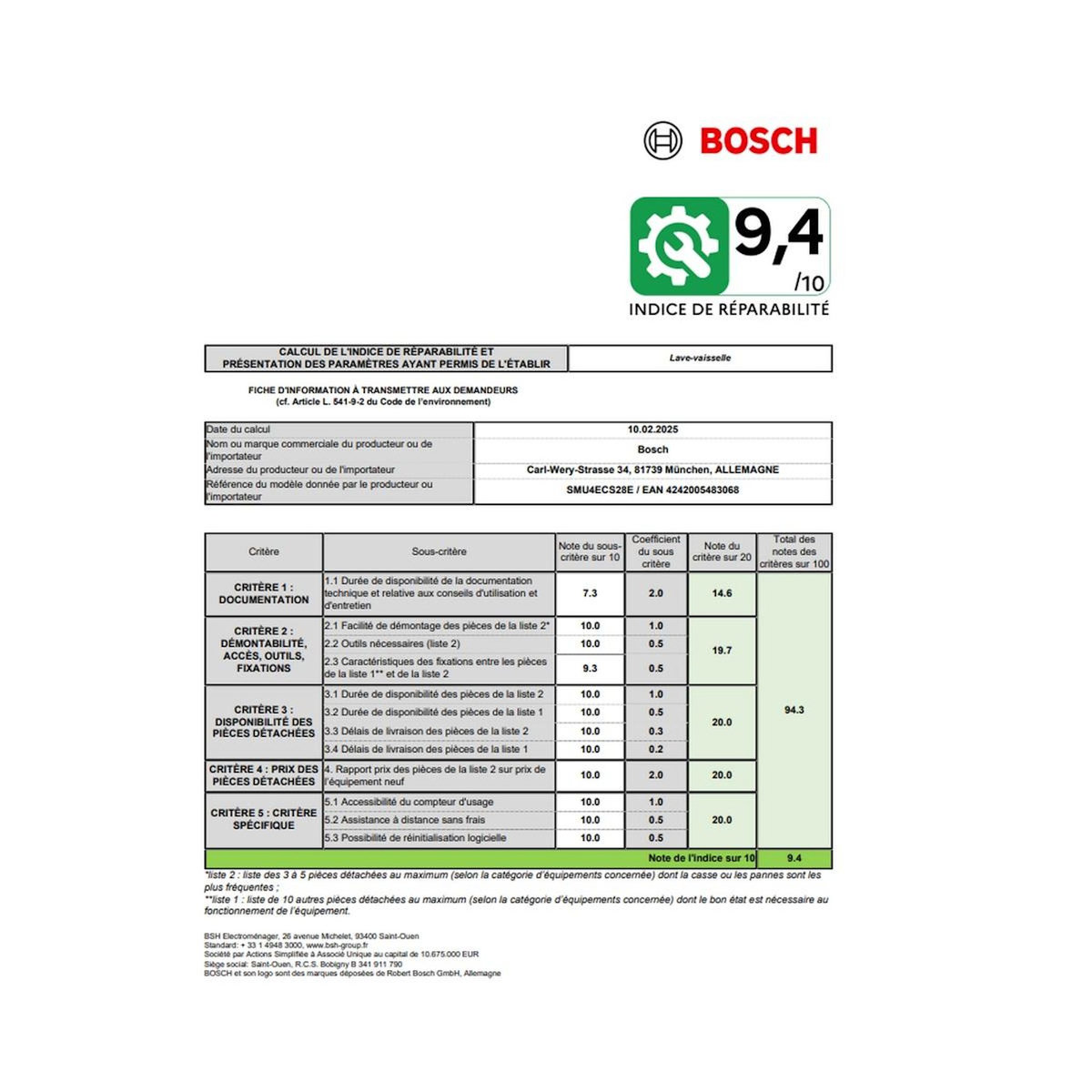 BOSCH Lave-vaisselle 60cm 14 couverts 42db intégrable avec bandeau - SMU4ECS28E