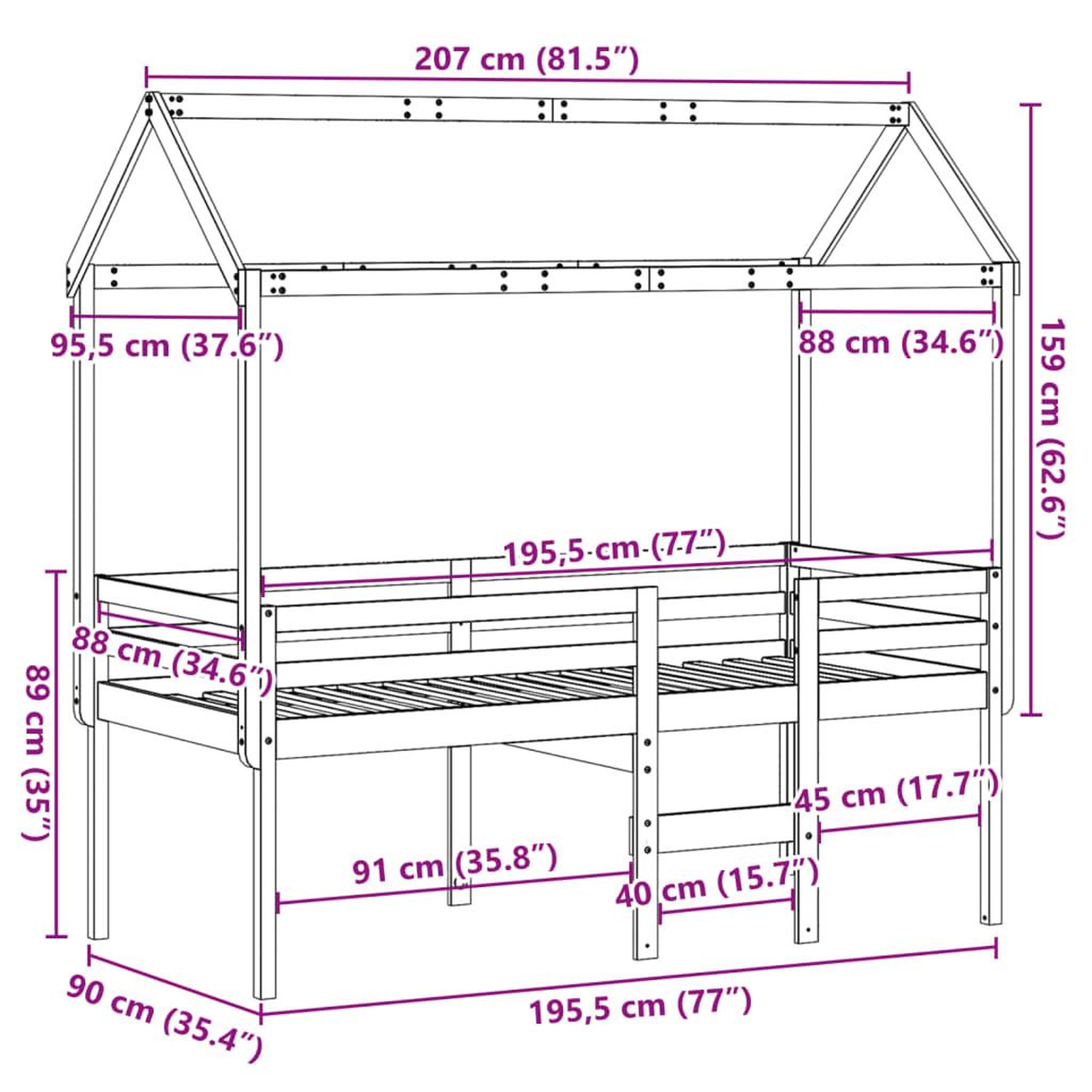 Voir la diapositive 6 : VIDAXL Lit haut sans matelas cire marron 90x190 cm bois de pin massif