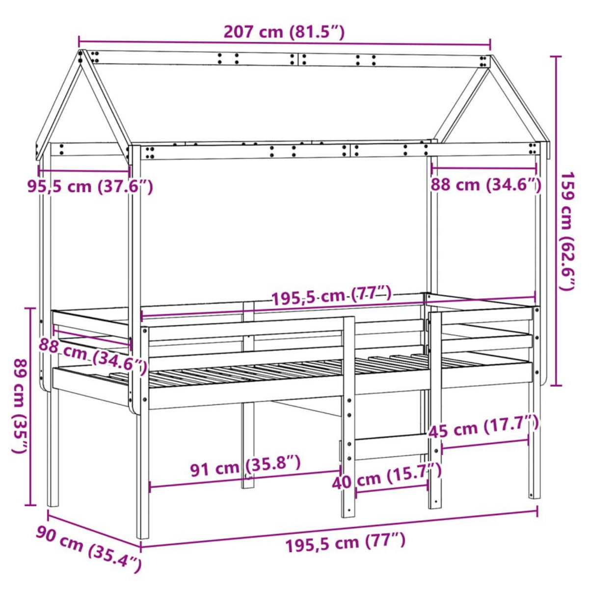 VIDAXL Lit haut sans matelas cire marron 90x190 cm bois de pin massif