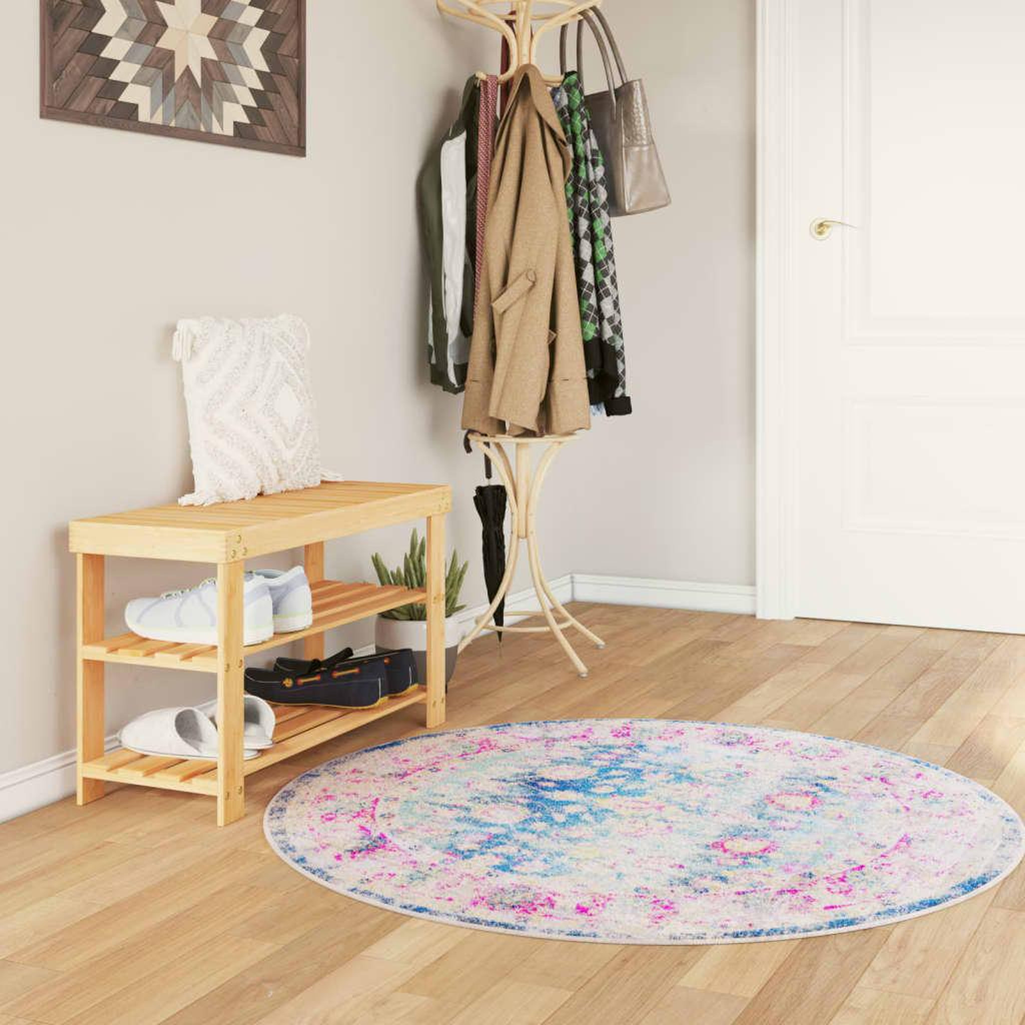 VIDAXL Tapis lavable multicolore Ø 120 cm antiderapant