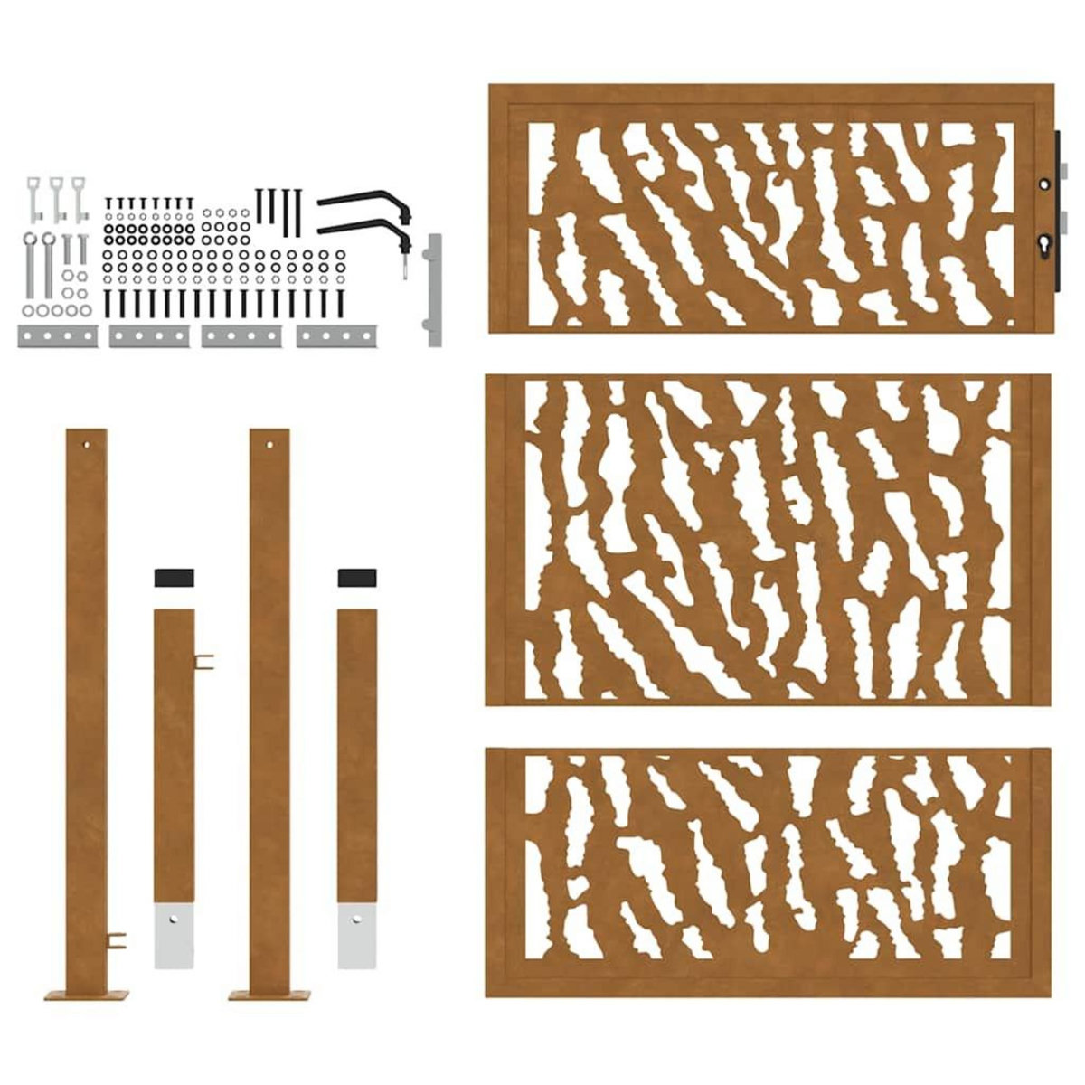 VIDAXL Porte de jardin acier resistant aux intemperies design traces