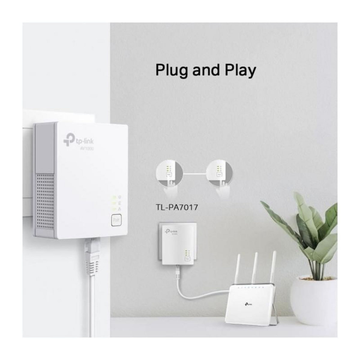 TPLINK TP-Link TL-PA7017 KIT 1000 Mbps Pack de 2 Adaptateurs CPL avec 1 port Gigabit