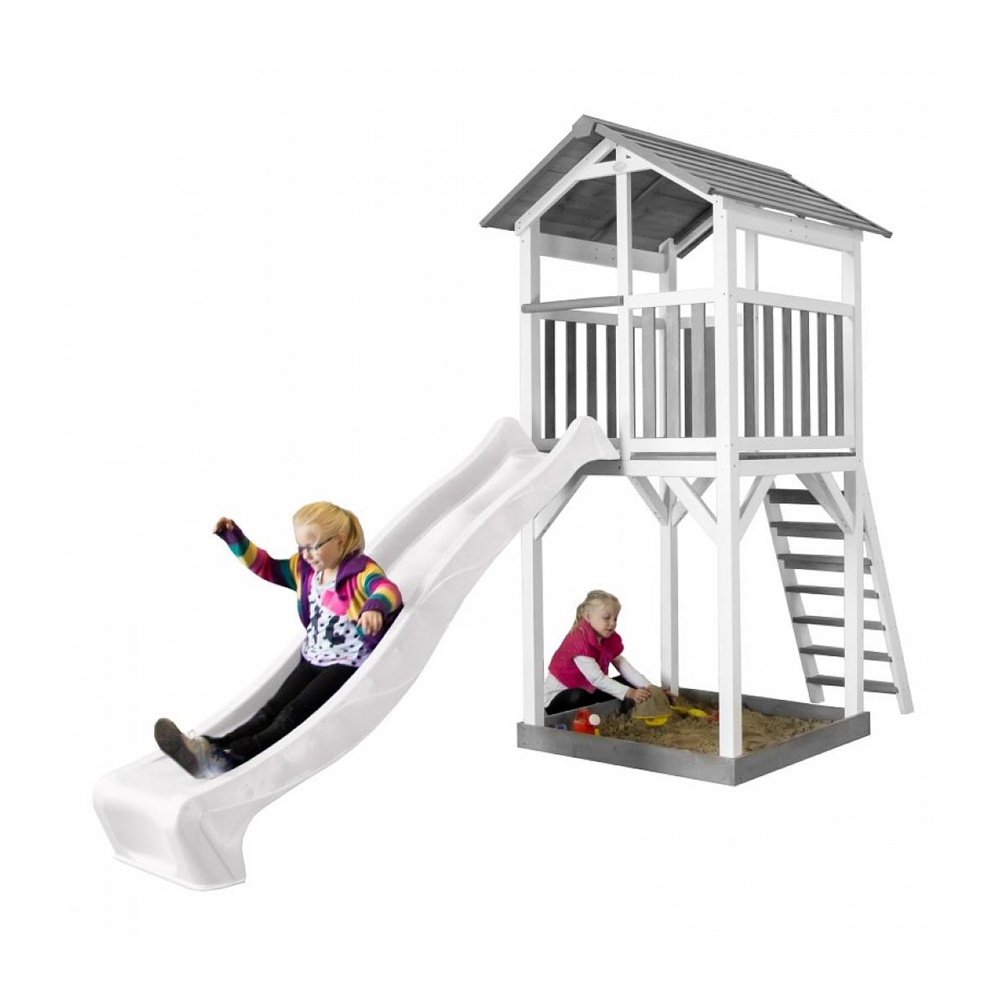 Voir la diapositive 2 : Axi House AXI Structure de jeu Beach Tower Blanc Gris avec toboggan Blanc