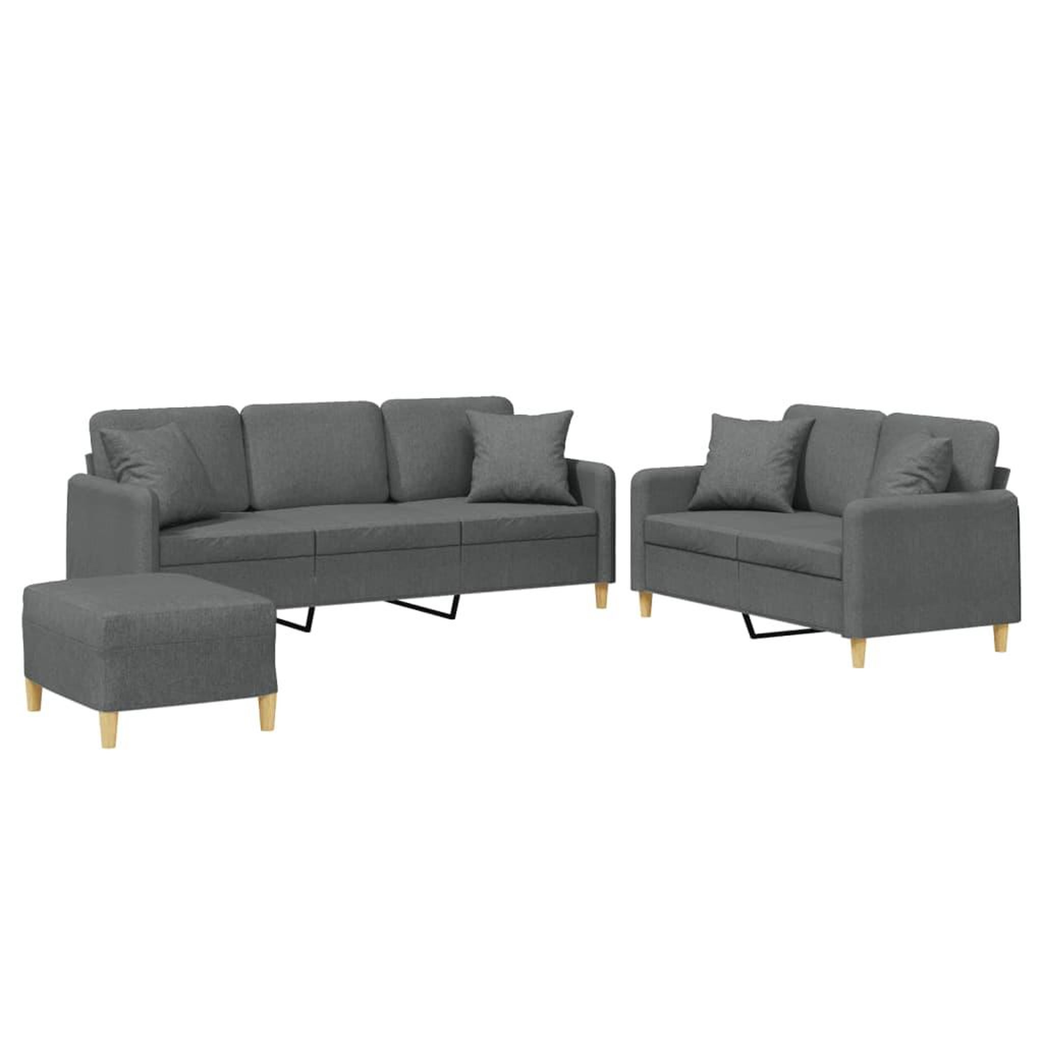 Voir la diapositive 2 : VIDAXL Ensemble de canapes 3 pcs coussins gris fonce tissu