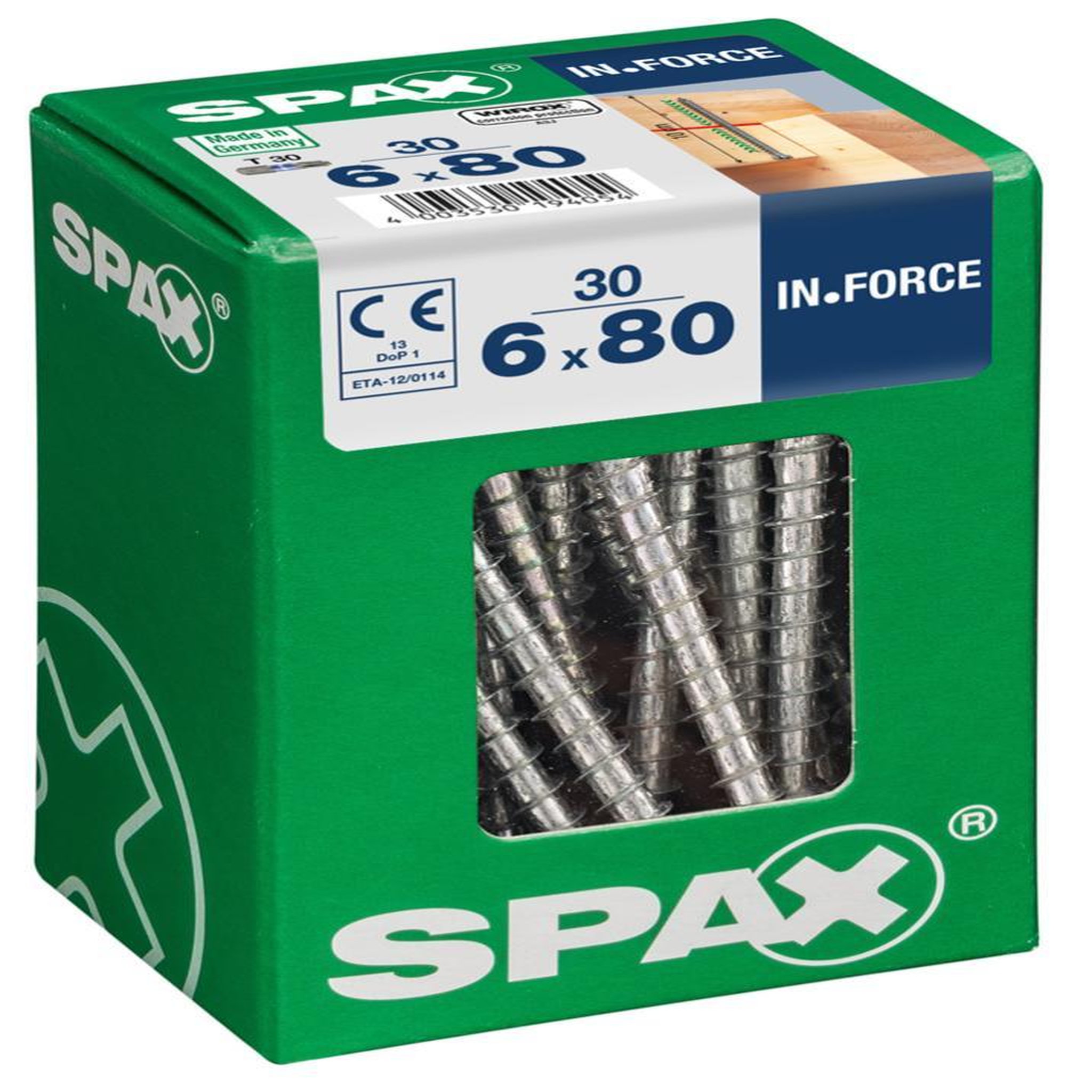 CENTRALE BRICO Lot de 30 vis acier tête cylindrique SPAX, Diam.6 mm x L.80 mm
