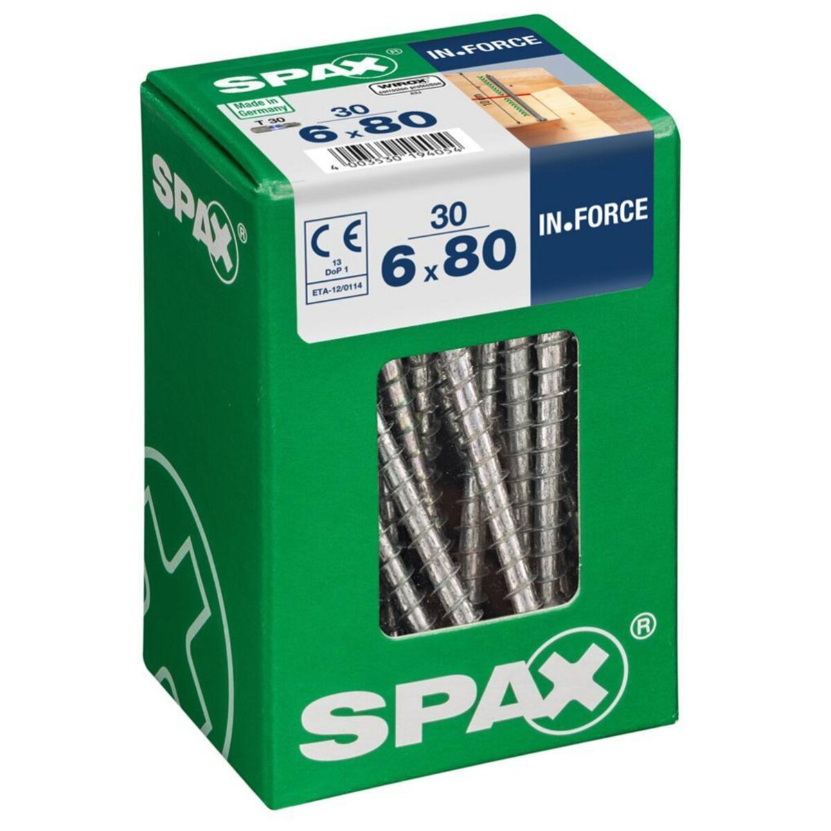 CENTRALE BRICO Lot de 30 vis acier tête cylindrique SPAX, Diam.6 mm x L.80 mm