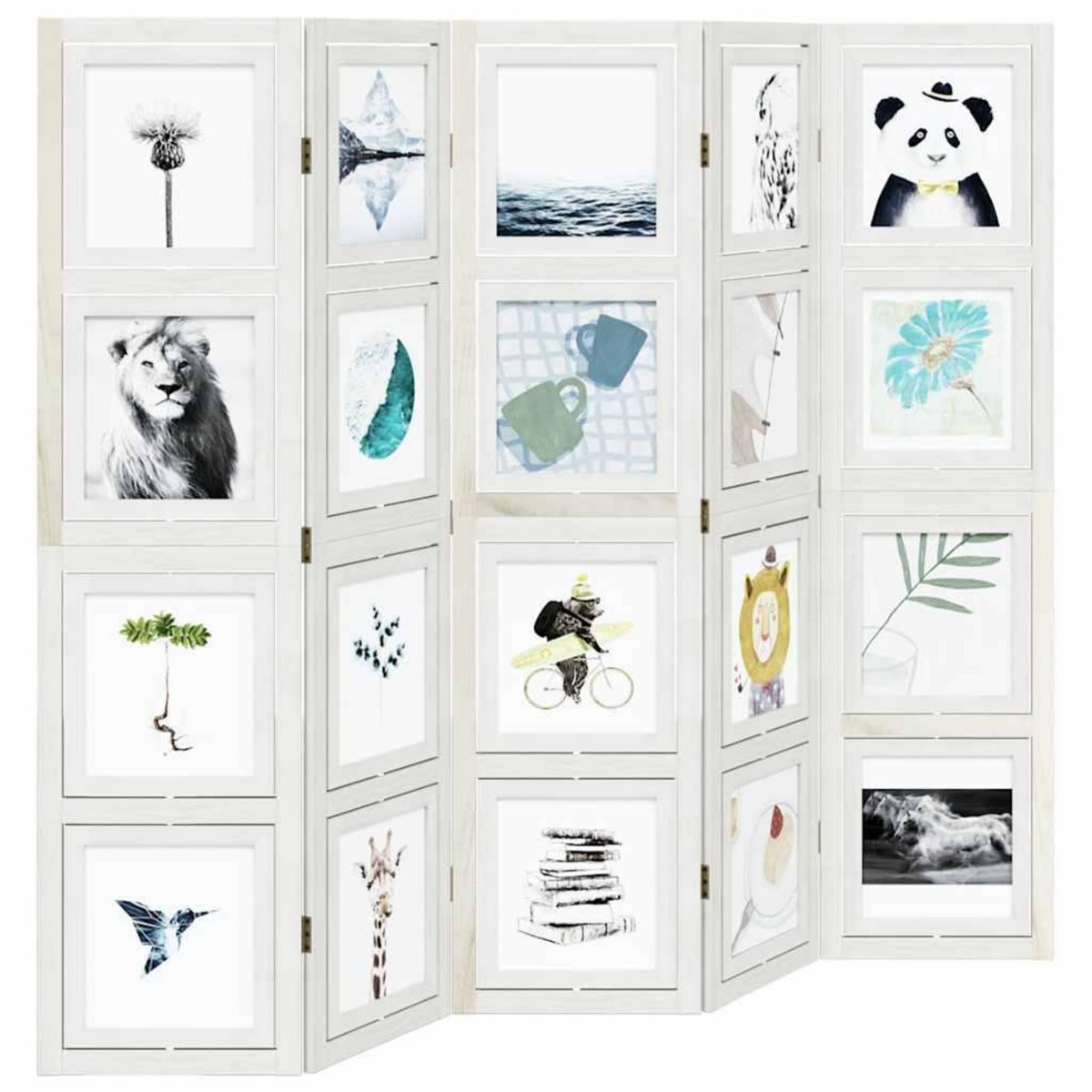 VIDAXL Cloison de separation 5 panneaux blanc bois de paulownia massif