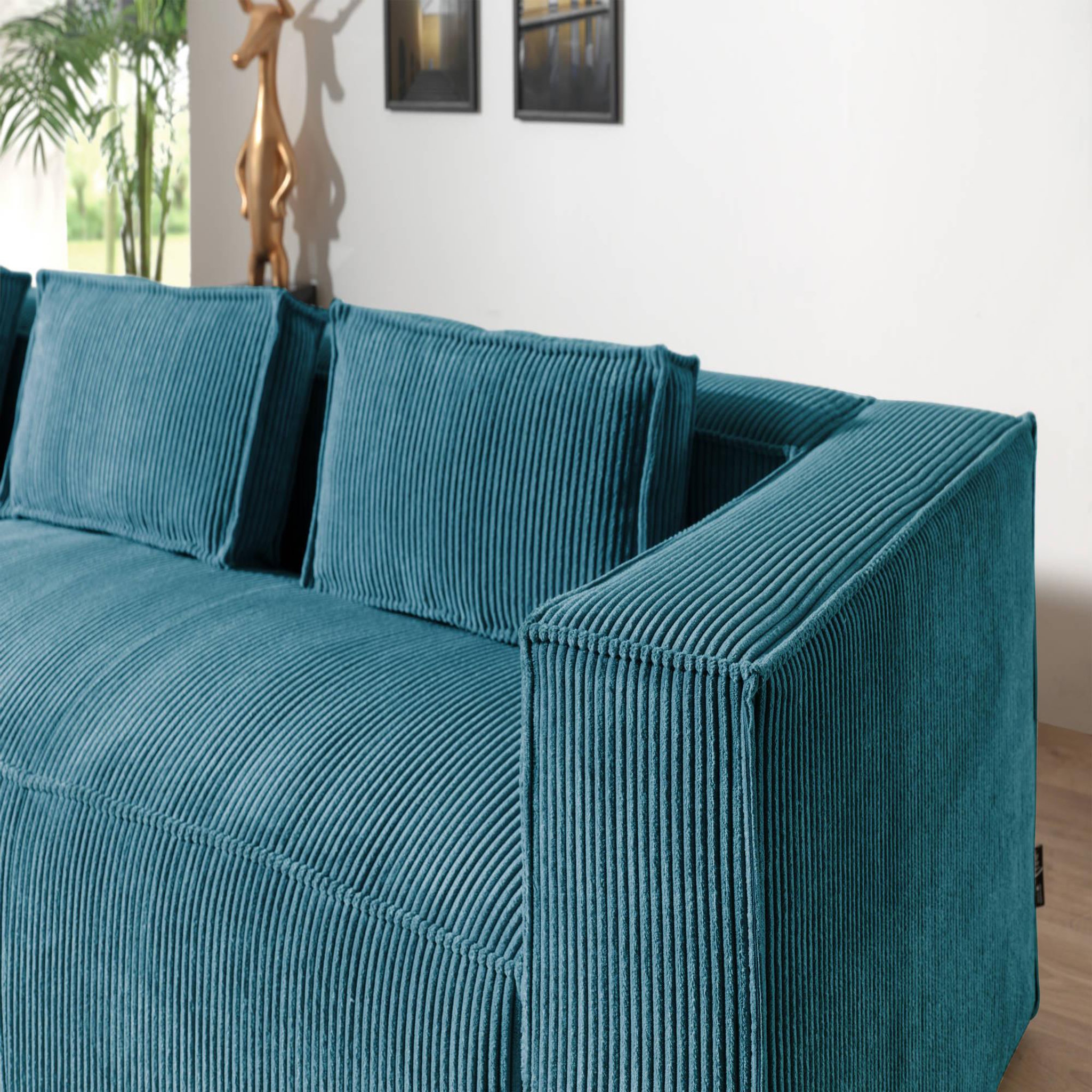 Voir la diapositive 4 : LISA DESIGN Stella - canapé d'angle - en velours côtelé - 4 places -style contemporain - gauche
