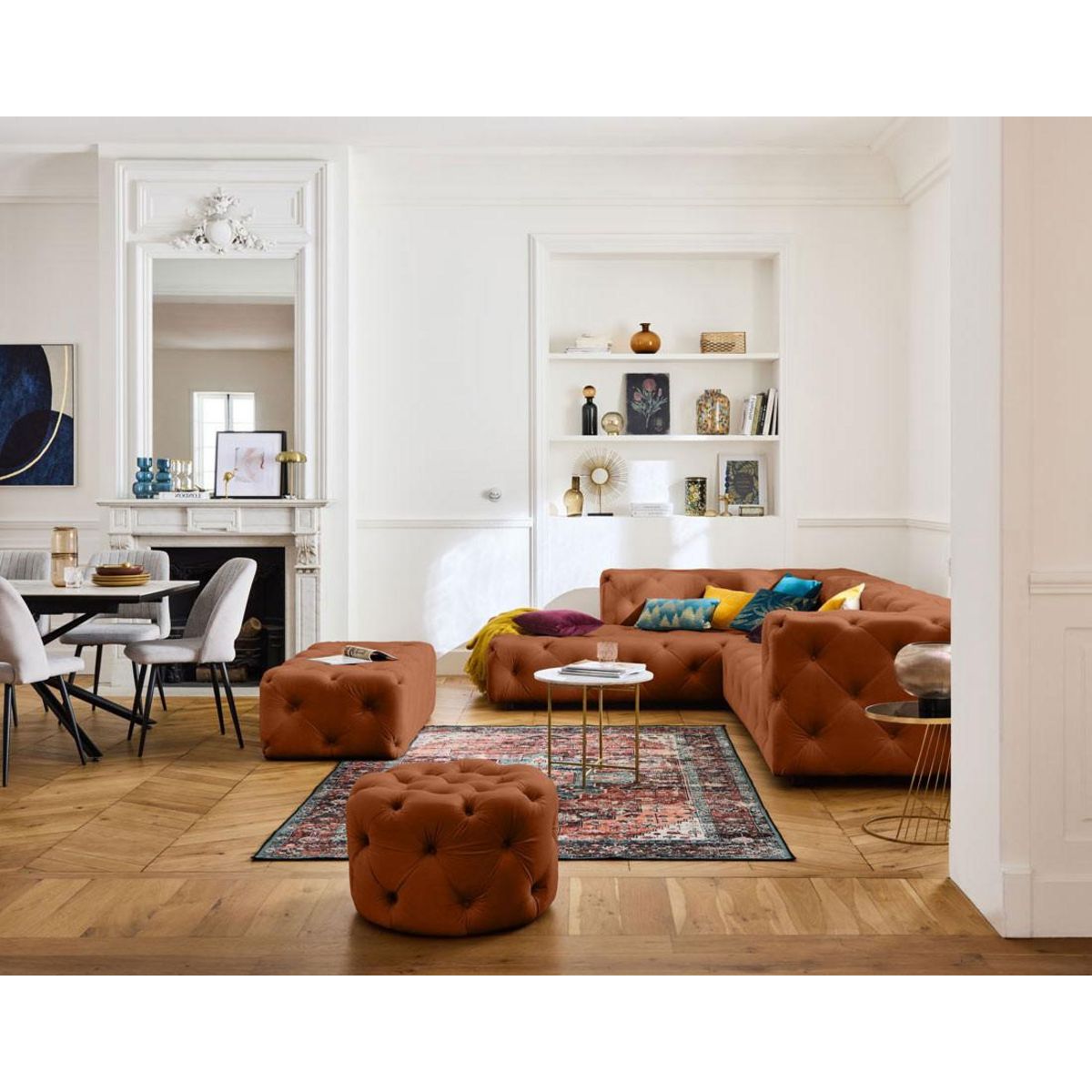 LISA DESIGN Gallata - canapé chesterfield d'angle gauche - 5 places - en velours