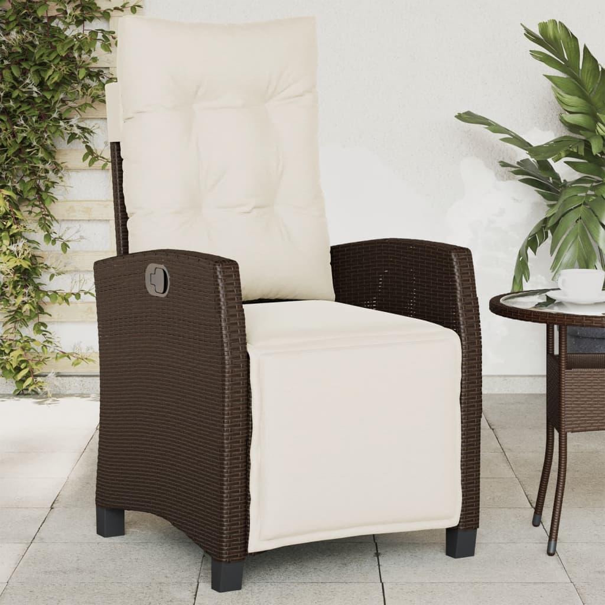 VIDAXL Chaise inclinable de jardin repose-pied marron resine tressee