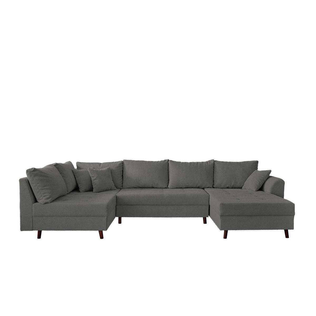 LISA DESIGN Rune - canapé panoramique d'angle gauche - 7 places - en velours côtelé