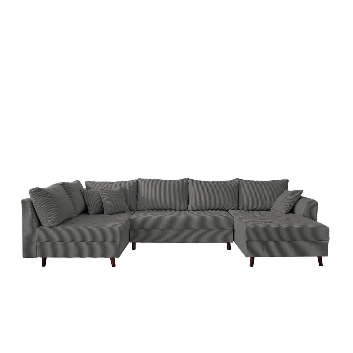 LISA DESIGN Rune - canapé panoramique d'angle gauche - 7 places - en velours côtelé