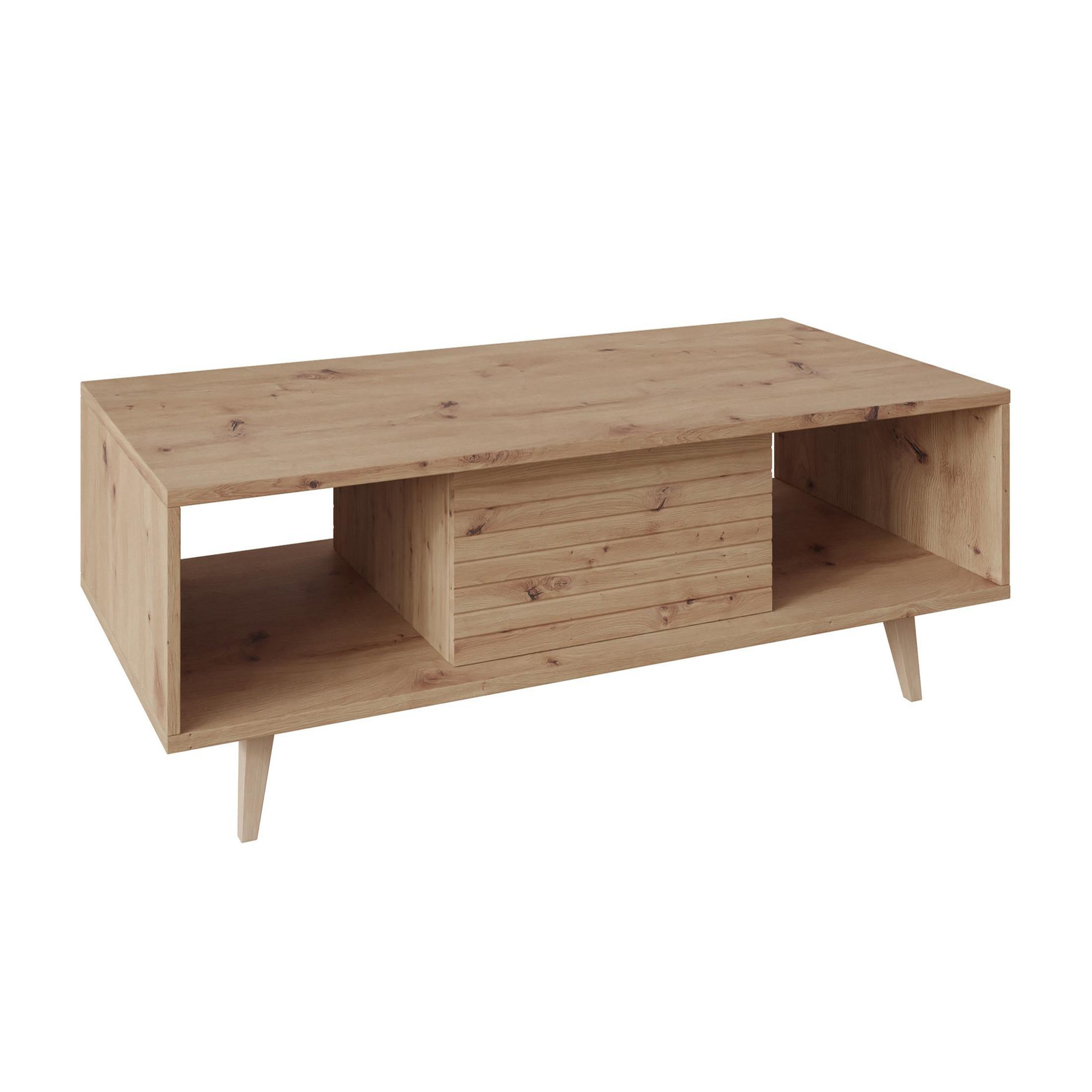 Voir la diapositive 3 : BEST MOBILIER Diego - table basse - effet bois - 2 niches - 120 cm