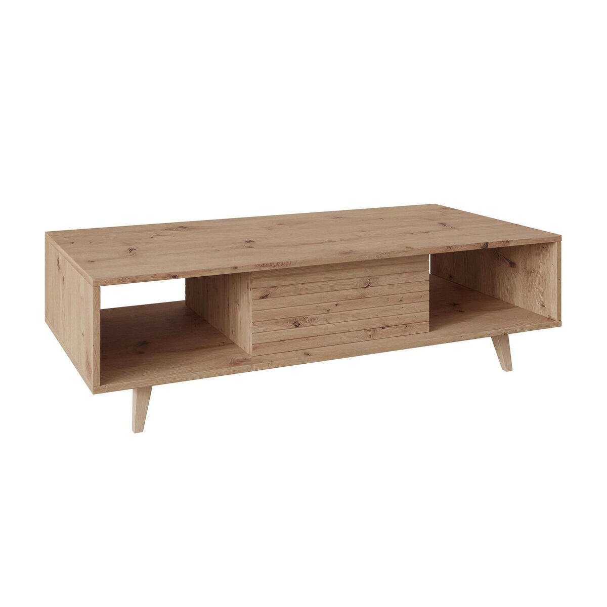 BEST MOBILIER Diego - table basse - effet bois - 2 niches - 120 cm