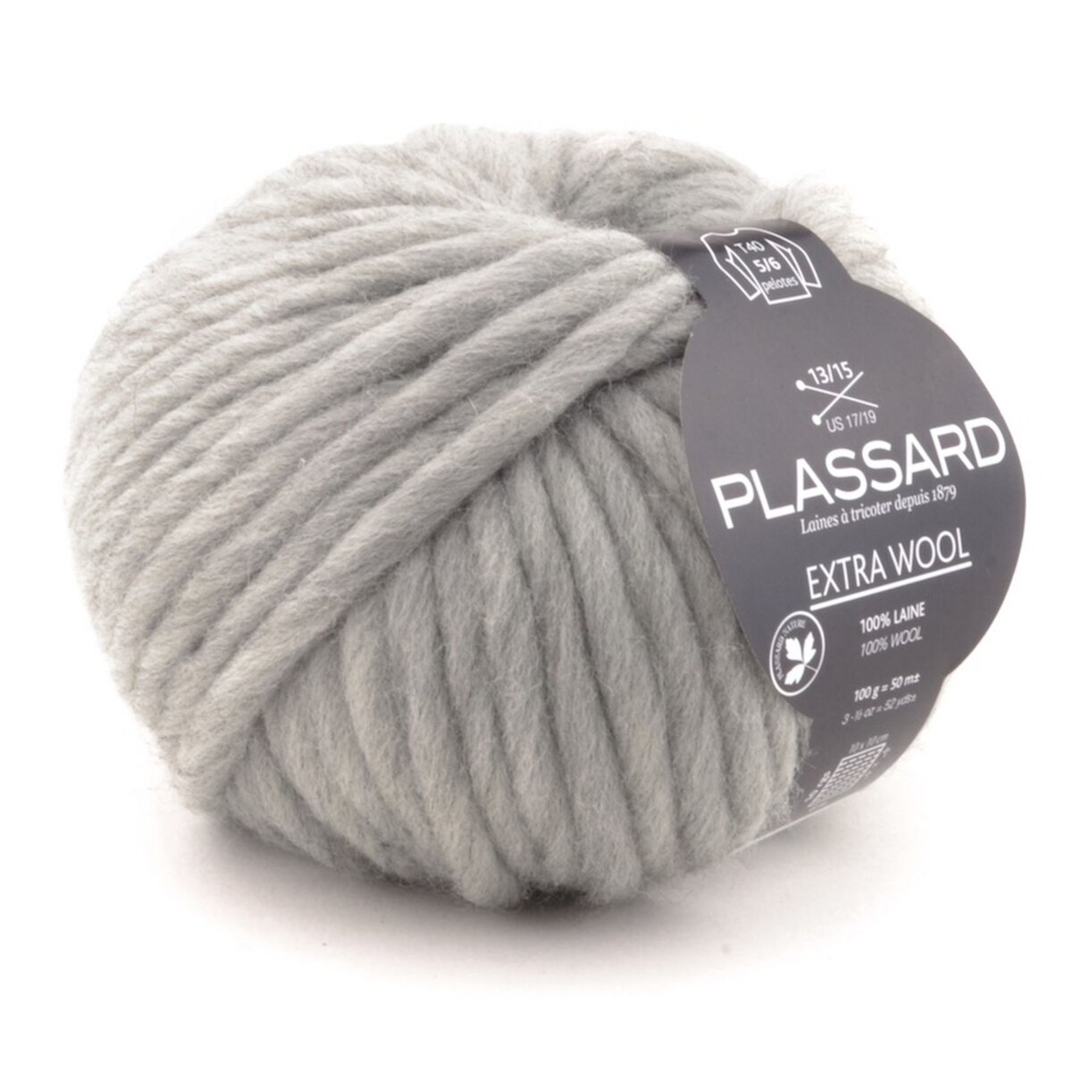 Plassard Grosse laine mèche Extra Wool 154 Gris 100% Laine pas