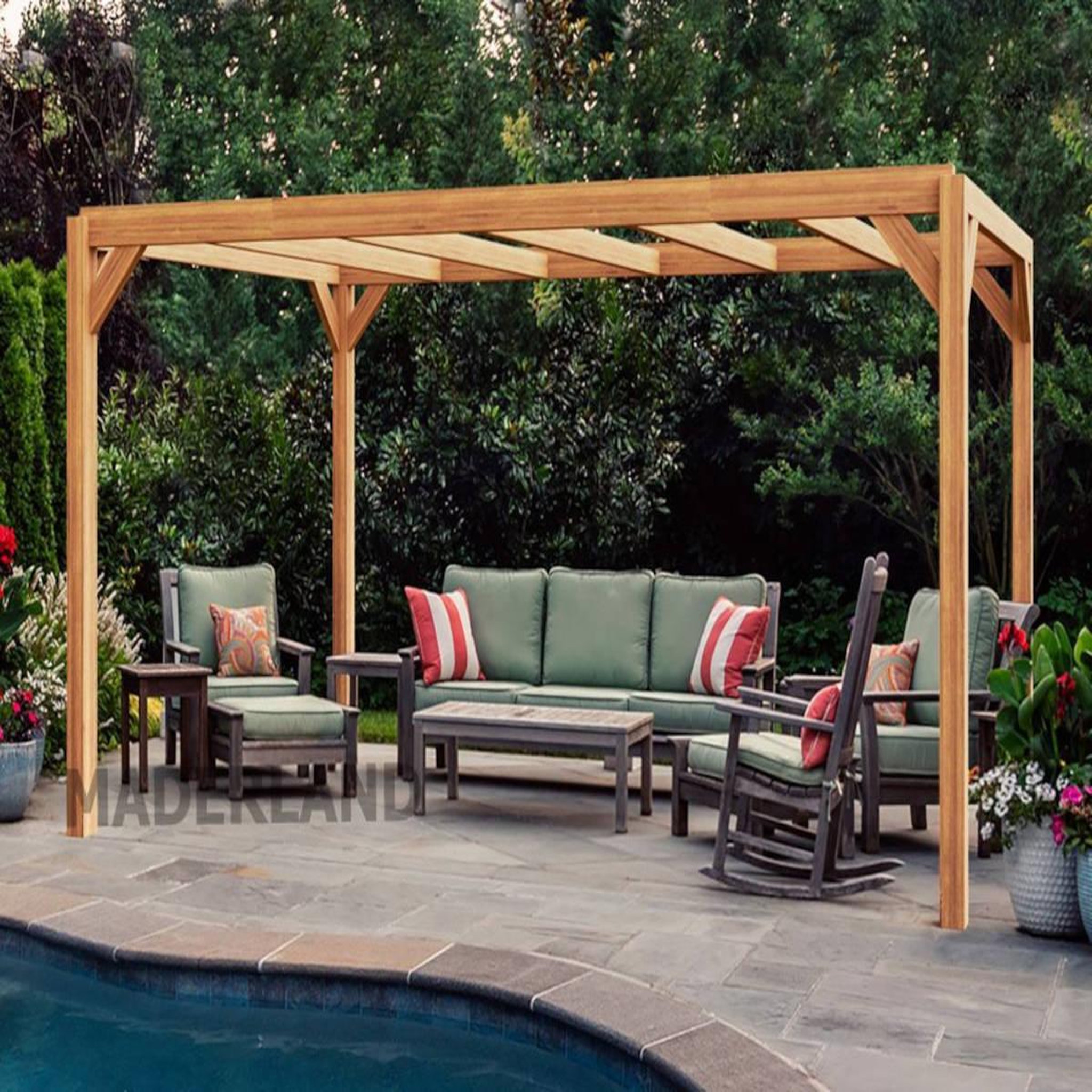 JARDIDECO Pergola en bois lamellé-collé lille 500 x 300 cm - maderland