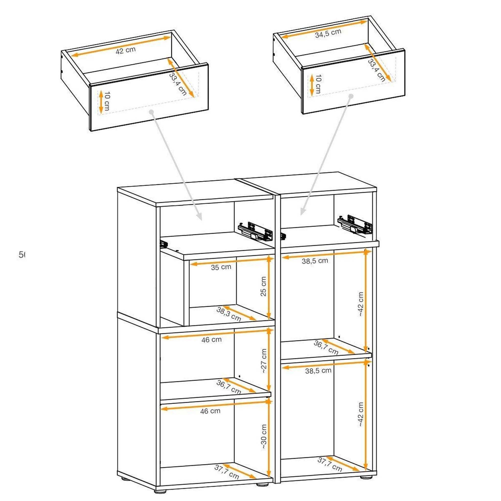 Voir la diapositive 4 : Paris Prix Buffet design led  cross  110cm naturel