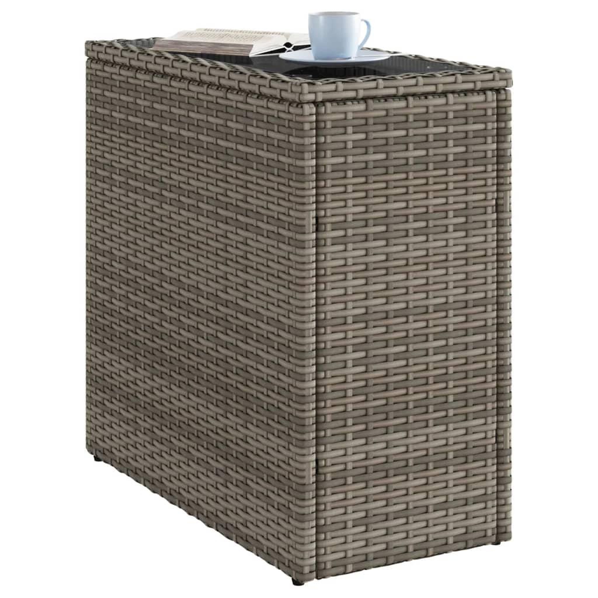 Voir la diapositive 4 : VIDAXL Table d'appoint de jardin avec dessus en verre gris rotin