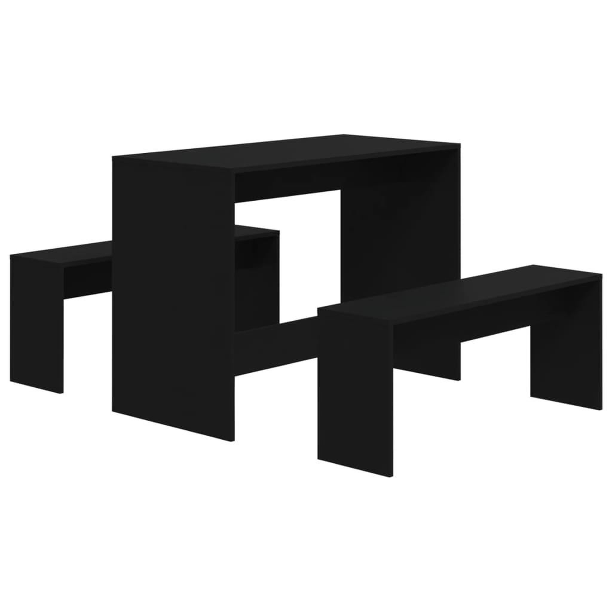 Voir la diapositive 2 : VIDAXL Ensemble a manger 3 pcs Noir Bois d'ingenierie