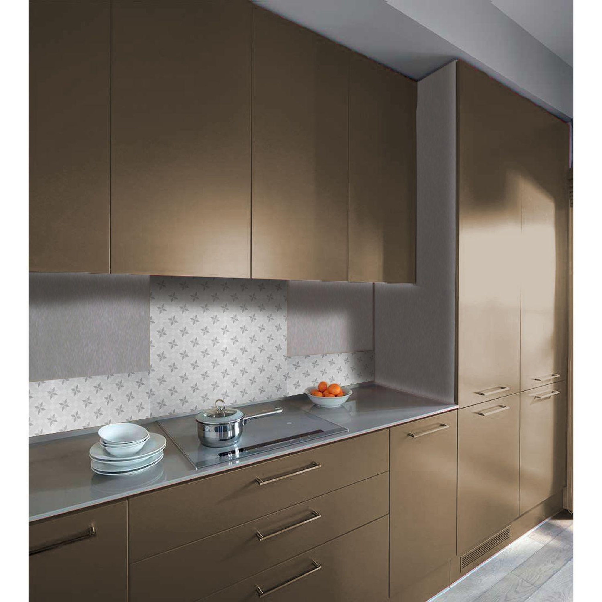 Voir la diapositive 2 : HABITABLE Crédence adhésive en aluminium carreaux - l. 70 x l. 40 cm - gris