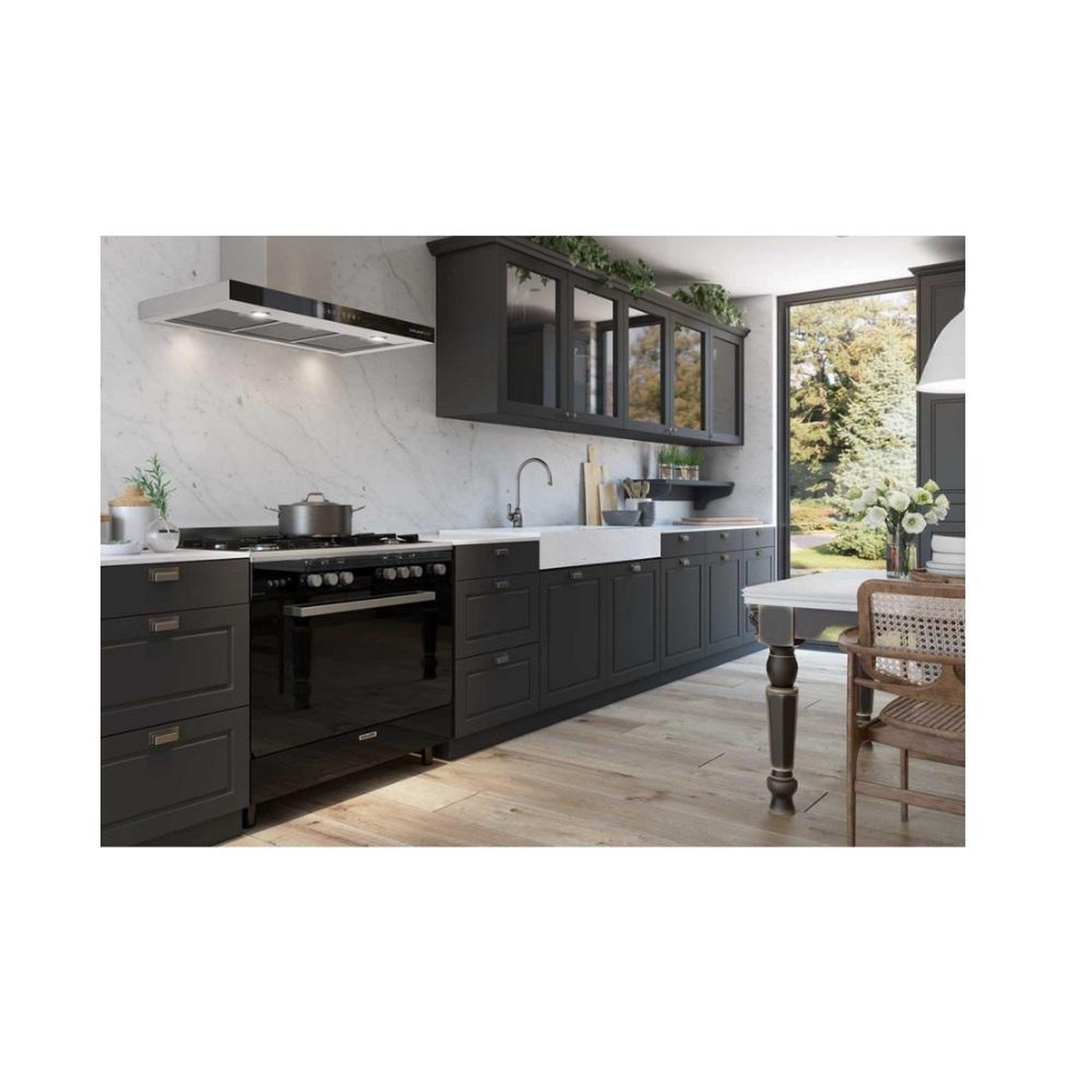 Voir la diapositive 4 : Glem Hotte décorative murale 90cm 63db 564m3/h inox/noir - ghbs97ix