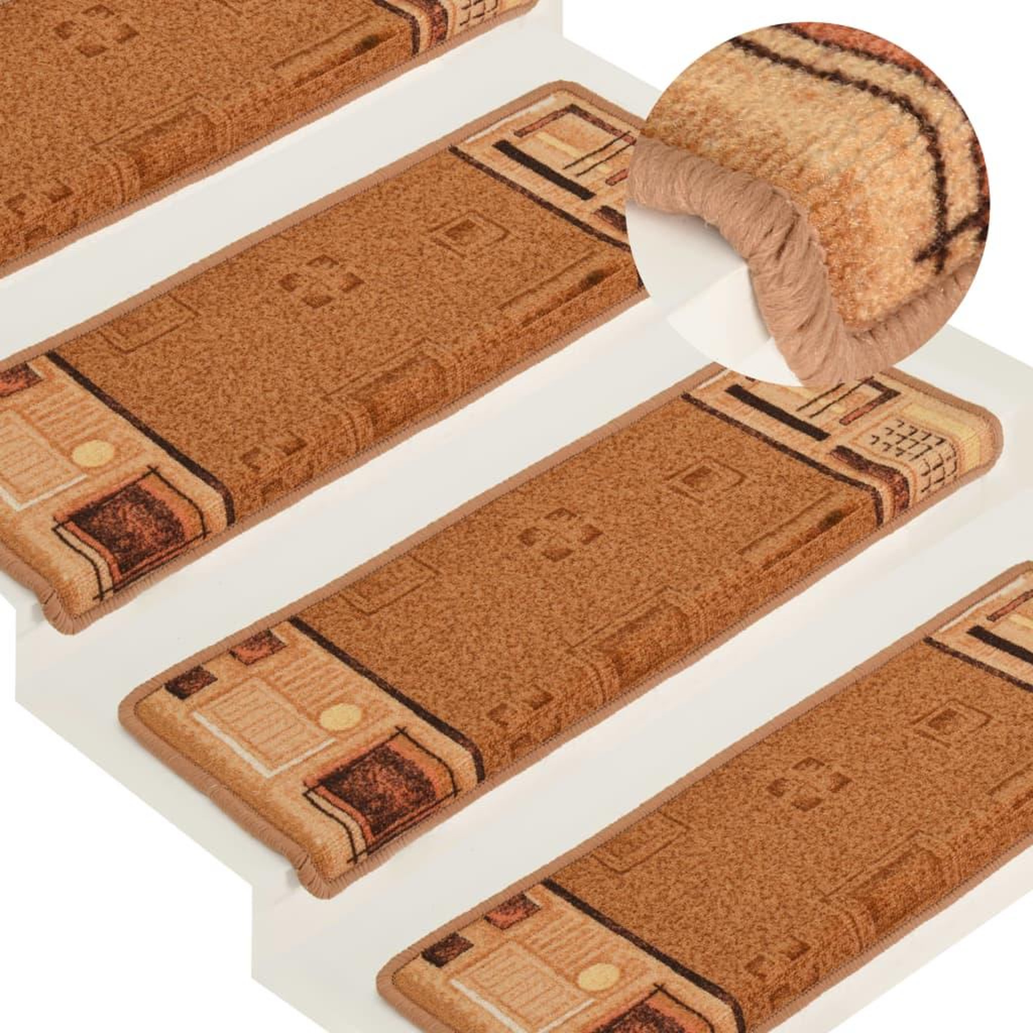 VIDAXL Tapis d'escalier autoadhesifs 5 pcs 65x21x4 cm Beige