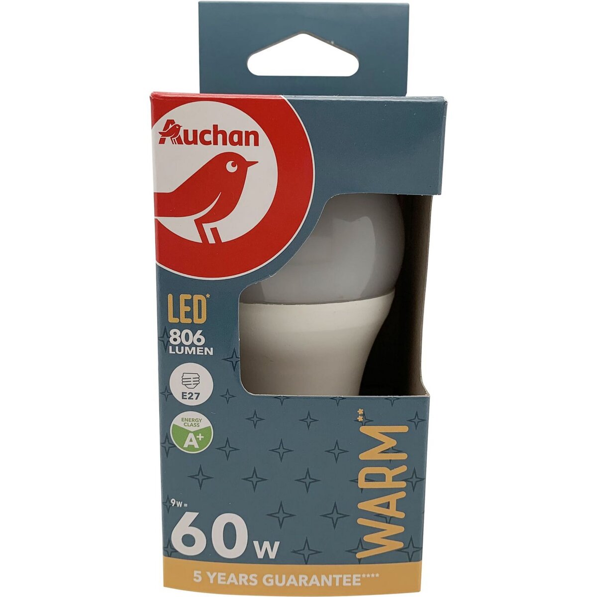 AUCHAN Ampoule LED Standard E27 60W Couleur chaude pas cher Auchan.fr