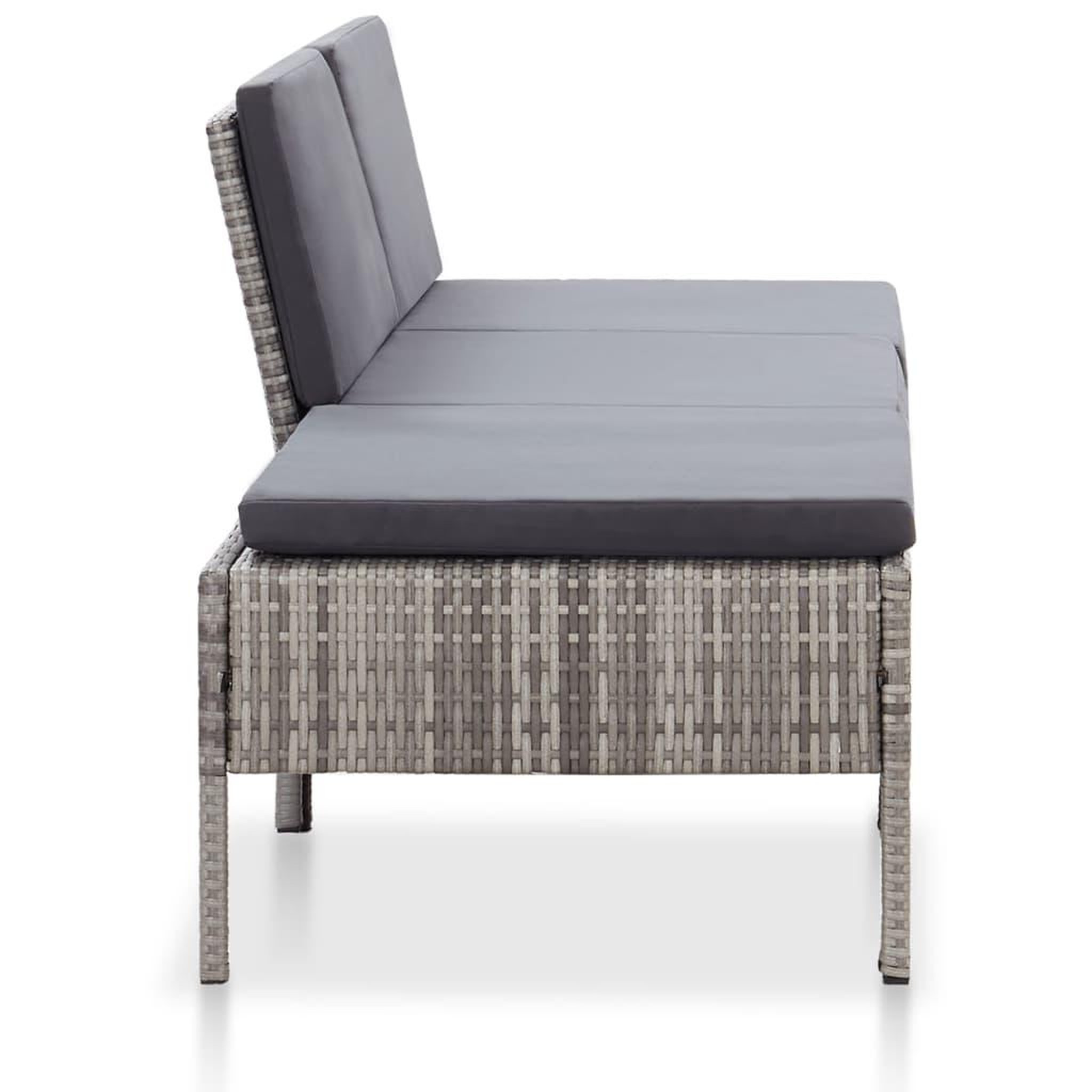 Voir la diapositive 3 : VIDAXL Salon de jardin 3 pcs avec coussins Resine tressee Gris