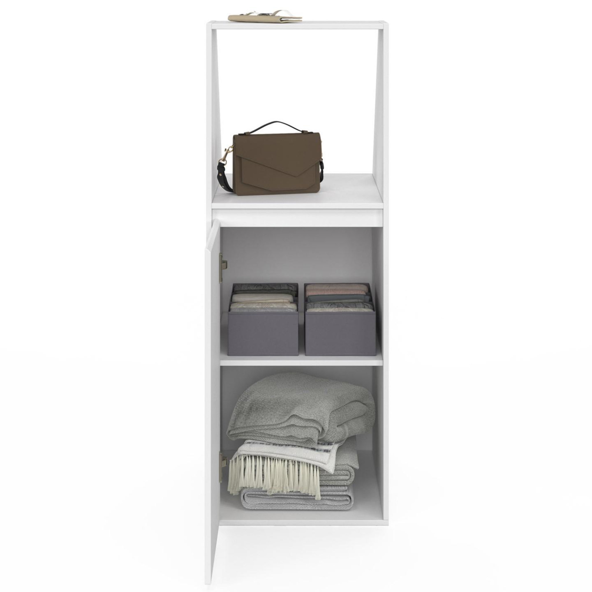 Voir la diapositive 3 : ID MARKET Armoire sous pente 1 porte et 1 niche tomi 40 x 50 x 110/70 cm blanc