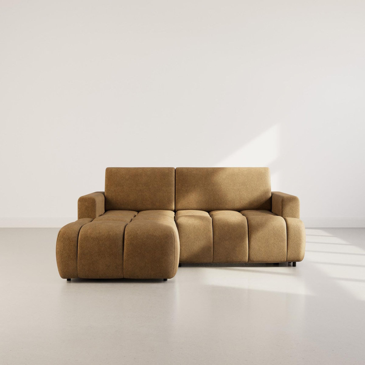 BEST MOBILIER Leonie - canapé d'angle gauche 4 places convertible avec coffre en velours texturé