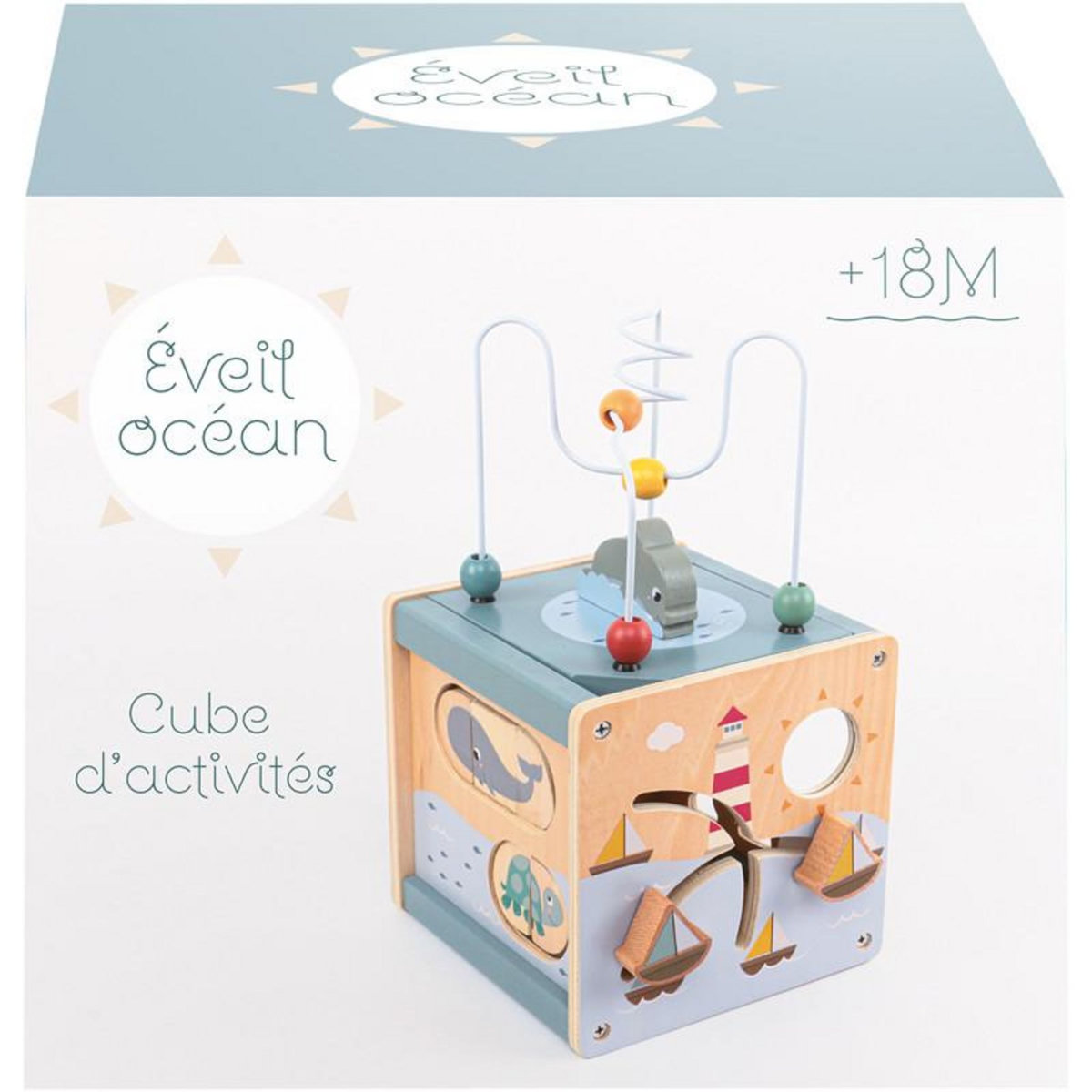 CUBE BOIS ACTIVITES OCEAN 18CM KABI 0151